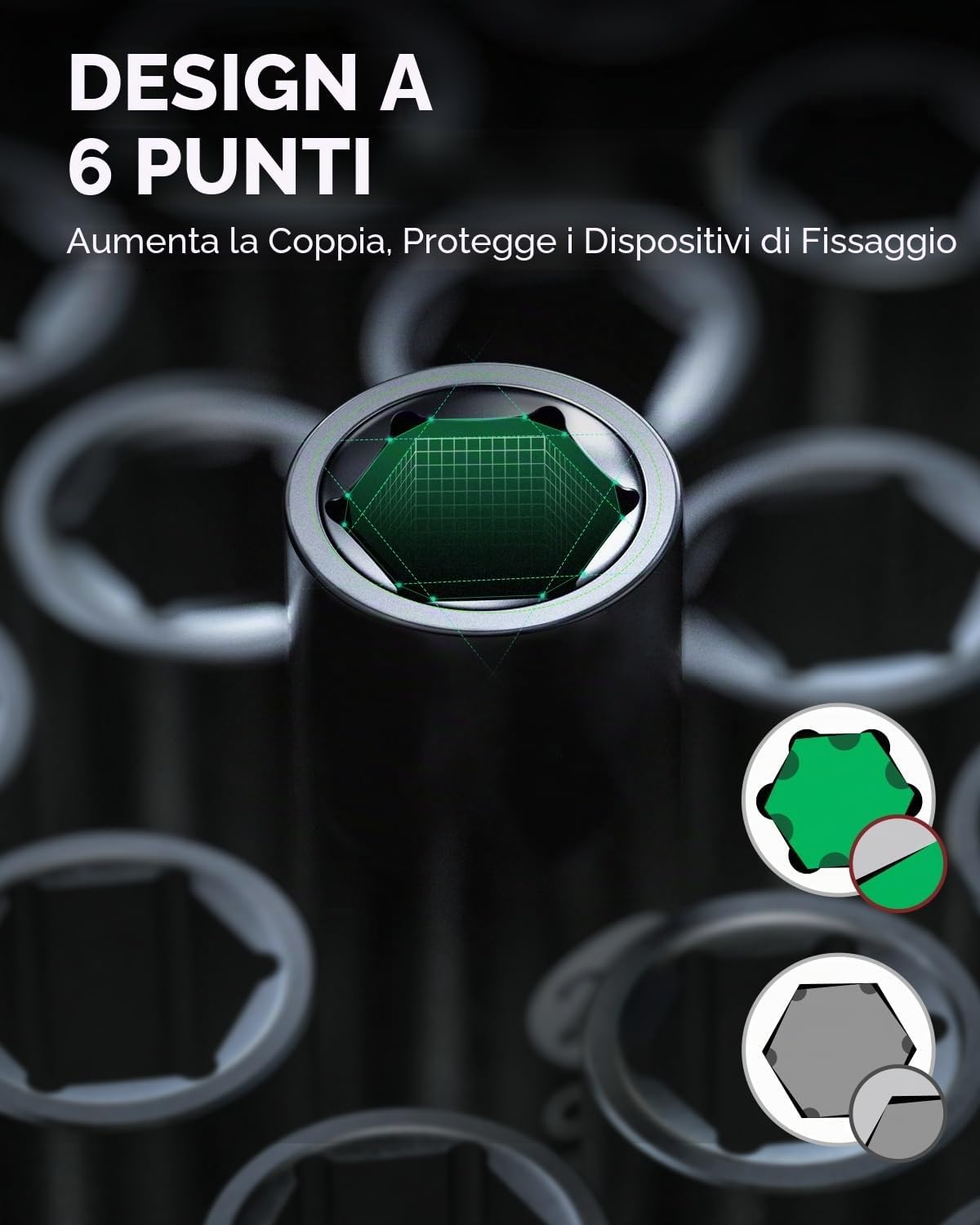 Thumbnail 6 de Ginour Set Chiavi a Bussola a Impatto 1/2" Cr-Mo – 17 pezzi, 6 punti, con valigetta e prolunghe
