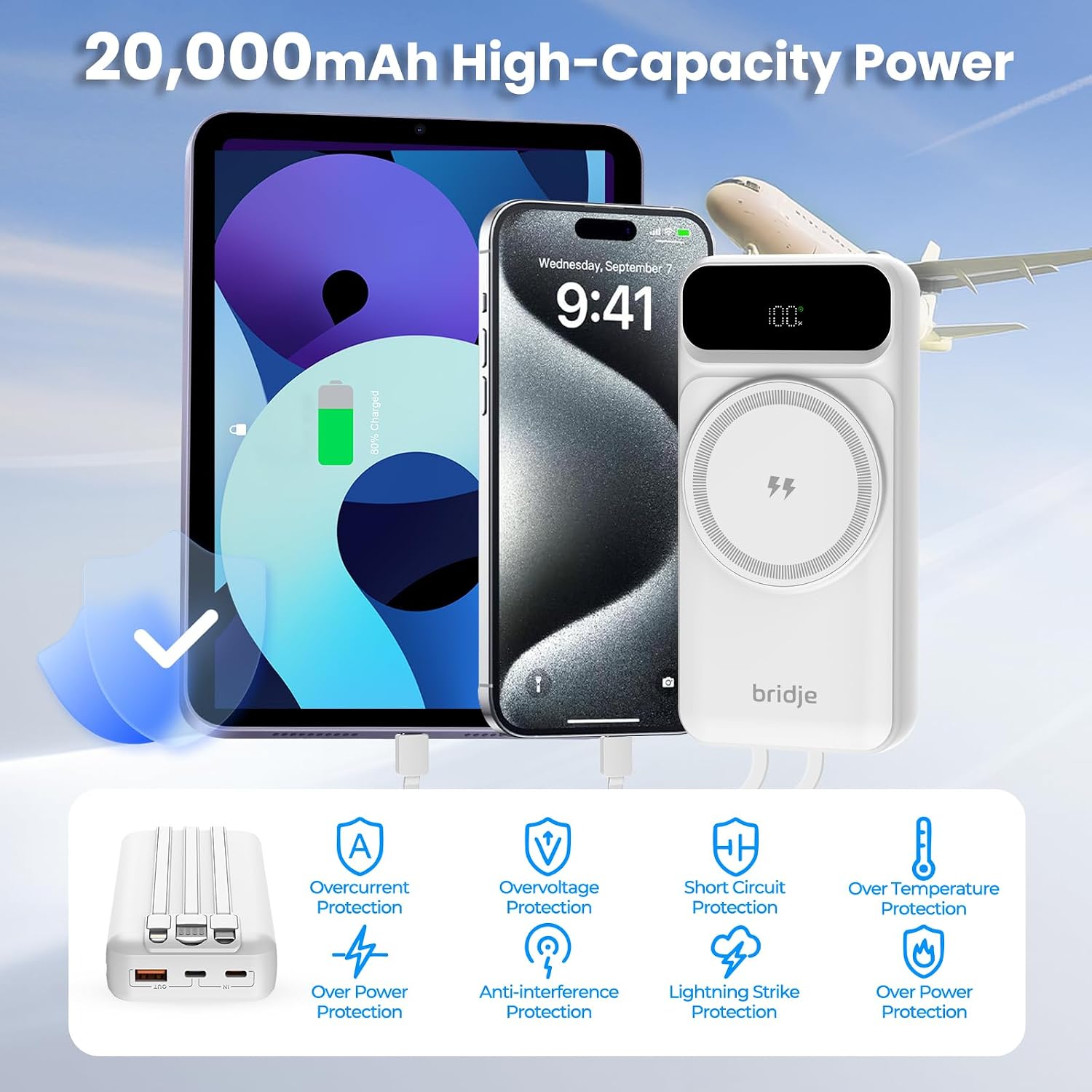 Detalle 2 de Bridje Magnetic Power Bank 20000mAh wireless charger