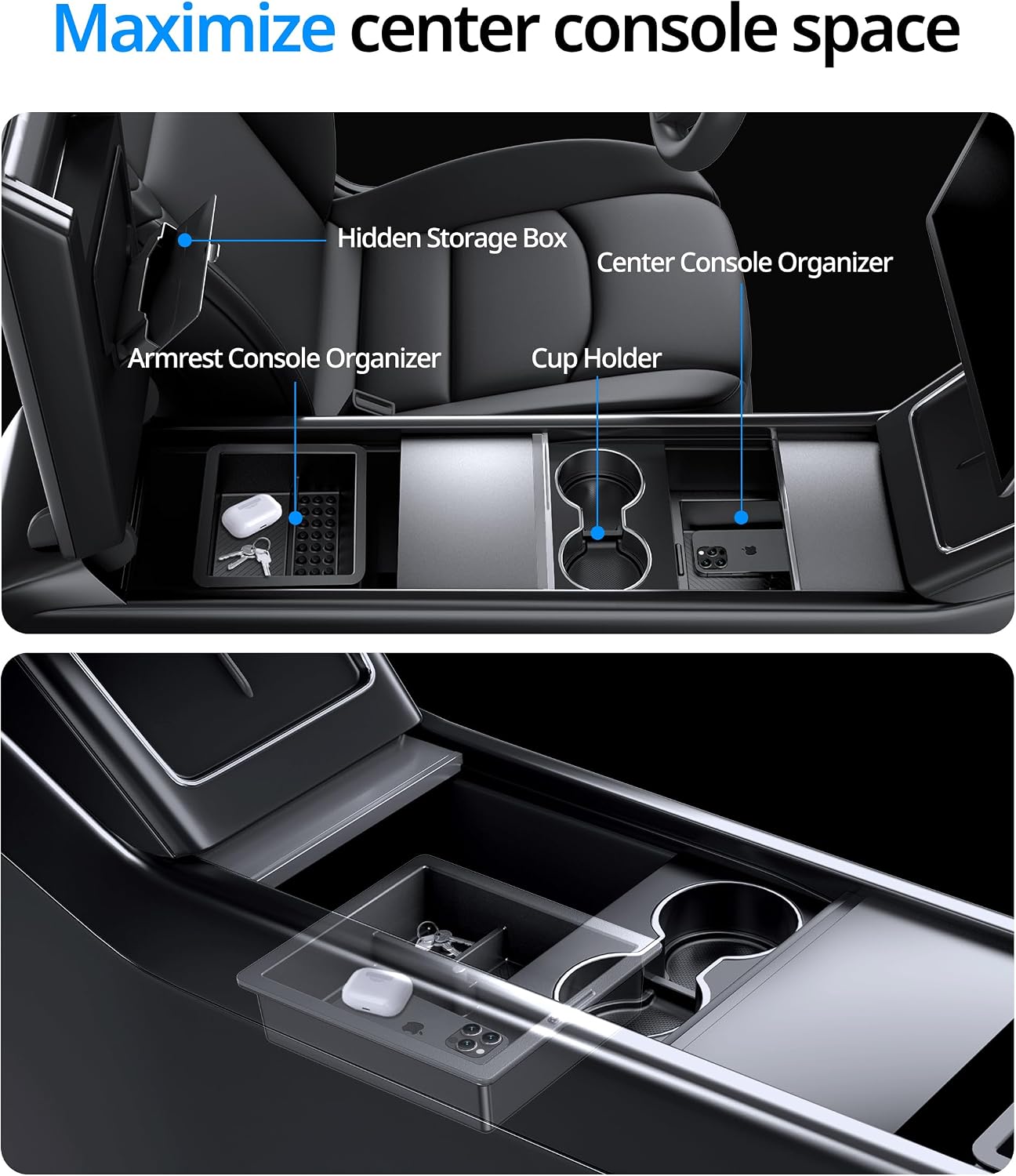 Thumbnail 1 de UBeesize Tesla Model Y Center Console Organizer Tray
