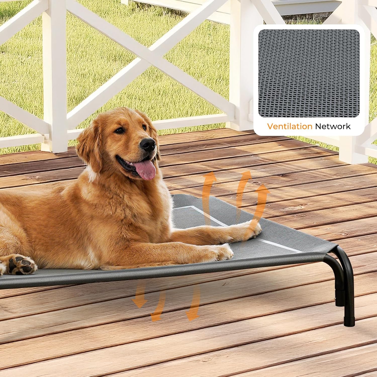 Detalle de DOPEDIO Raised Dog Bed XL cooling breathable elevated pet bed