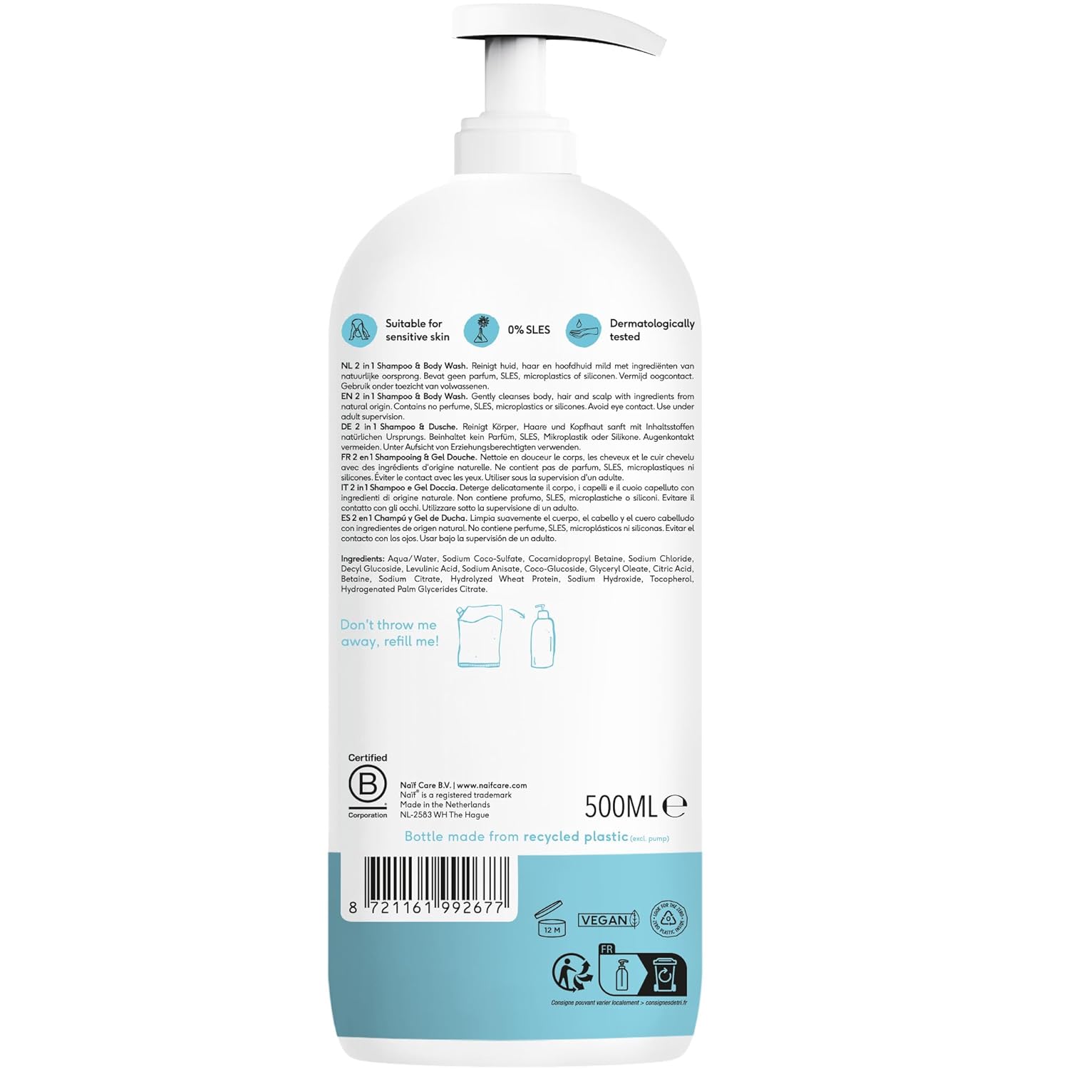 Thumbnail 1 de Naïf 2 in 1 Shampoo & Duschgel – 0% Parfüm, 500 ml – sanfte Pflege für Babys und Kinder