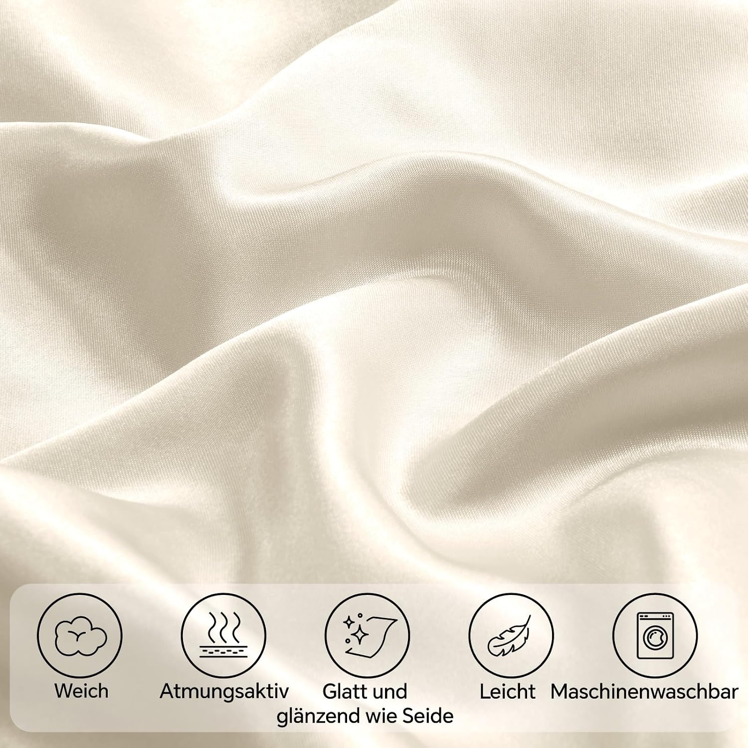 Thumbnail 2 de BEDELITE Satin Kissenbezug 40 x 80 Beige (2er-Set) – weich wie Seidenkissenbezug