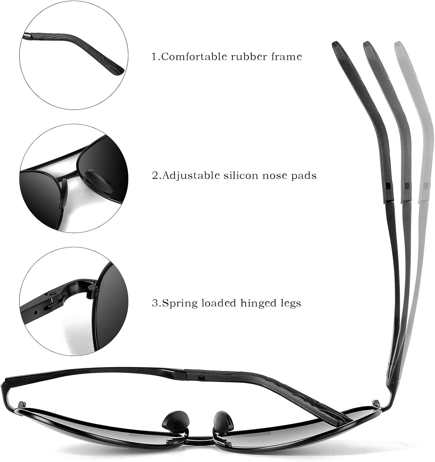 Detalle de MXNXEU Sonnenbrille Herren Fahrerbrille Polarisierte UV400 – Leichtes, unisex Modell aus Aluminium-Magnesium
