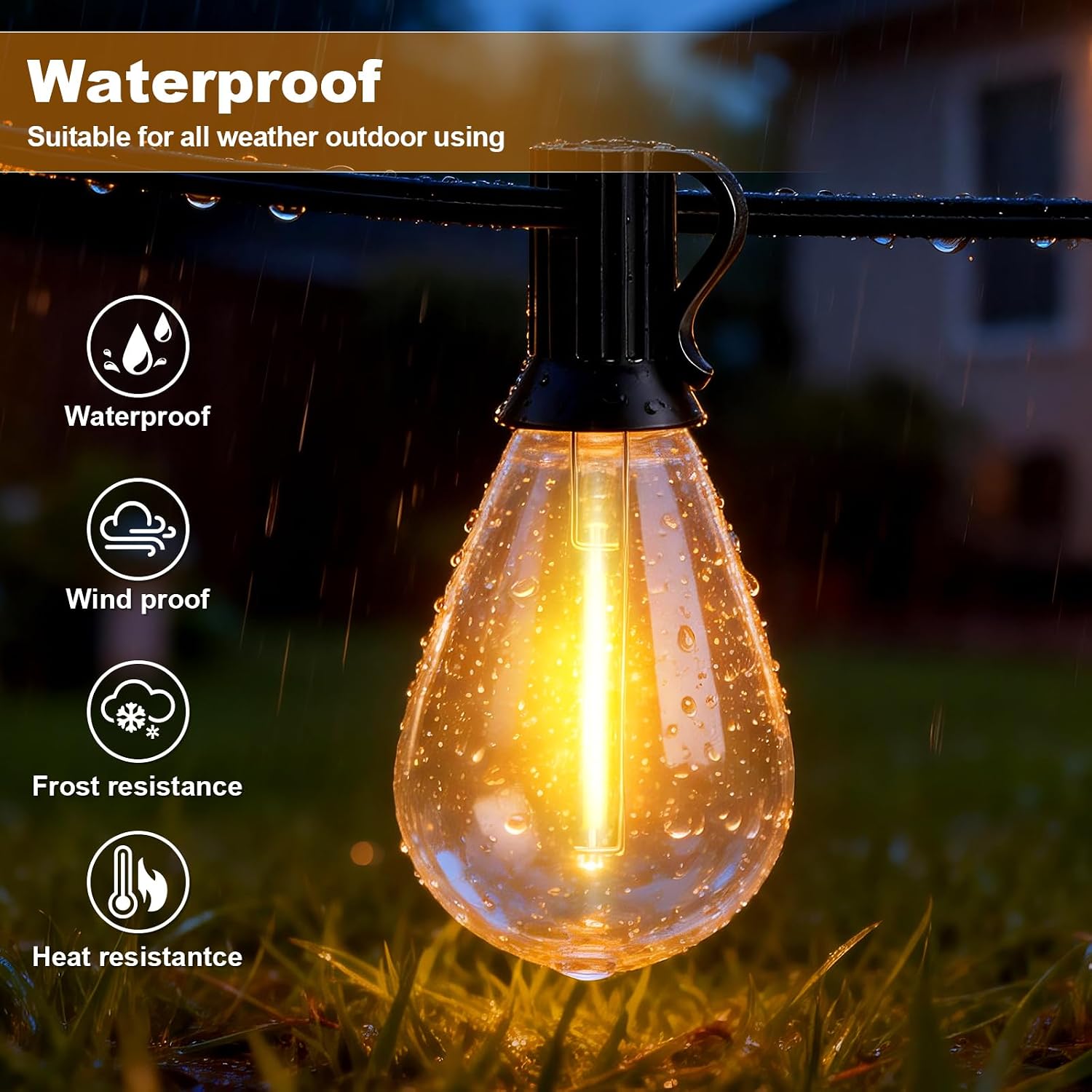 Thumbnail 3 de AODLEDY Outdoor LED String Lights, 50 ft (40+10) with Remote and 19+1 Bulbs