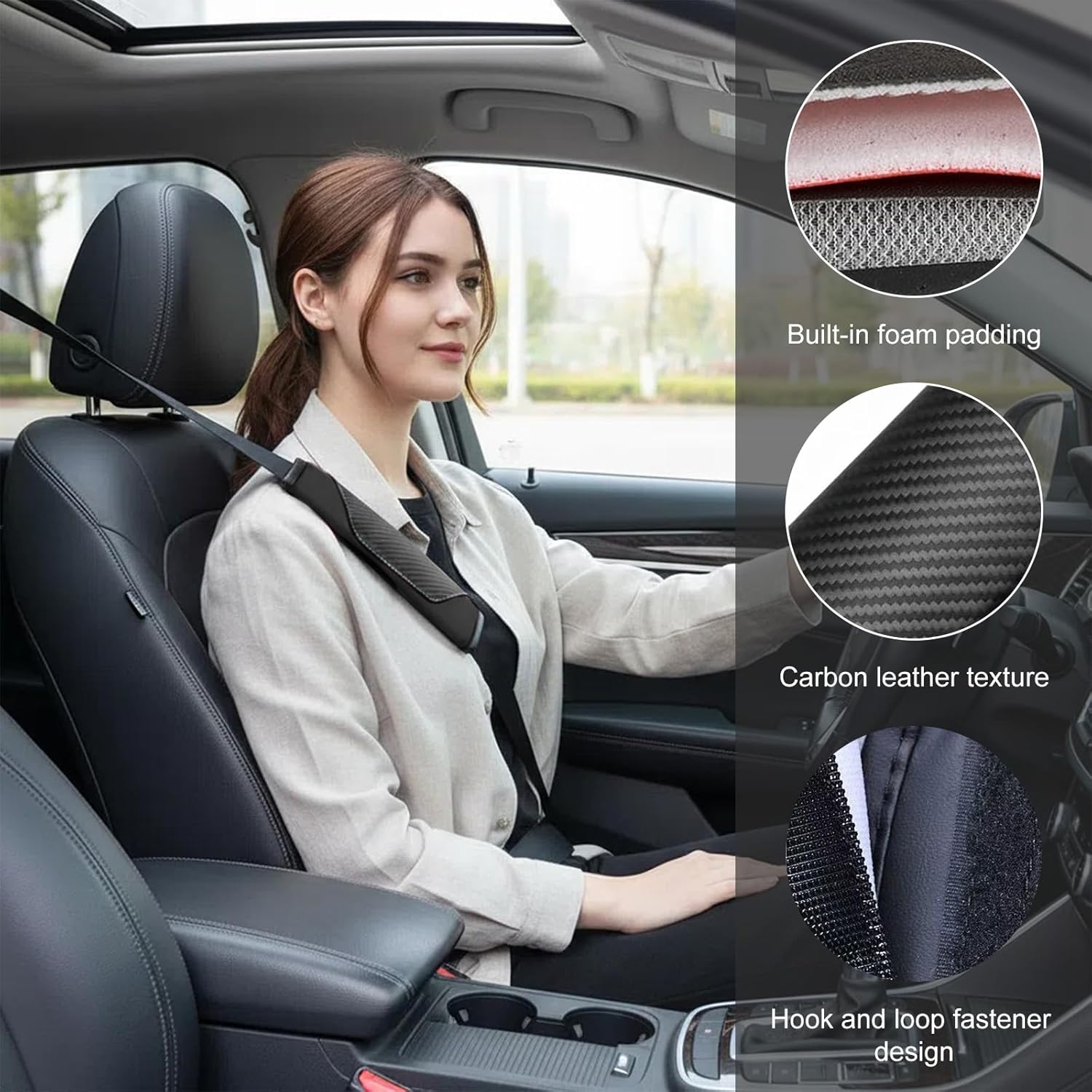 Detalle de Flintronic Protège-ceinture de sécurité pour voiture (lot de 2) universel : confort nuque et épaules