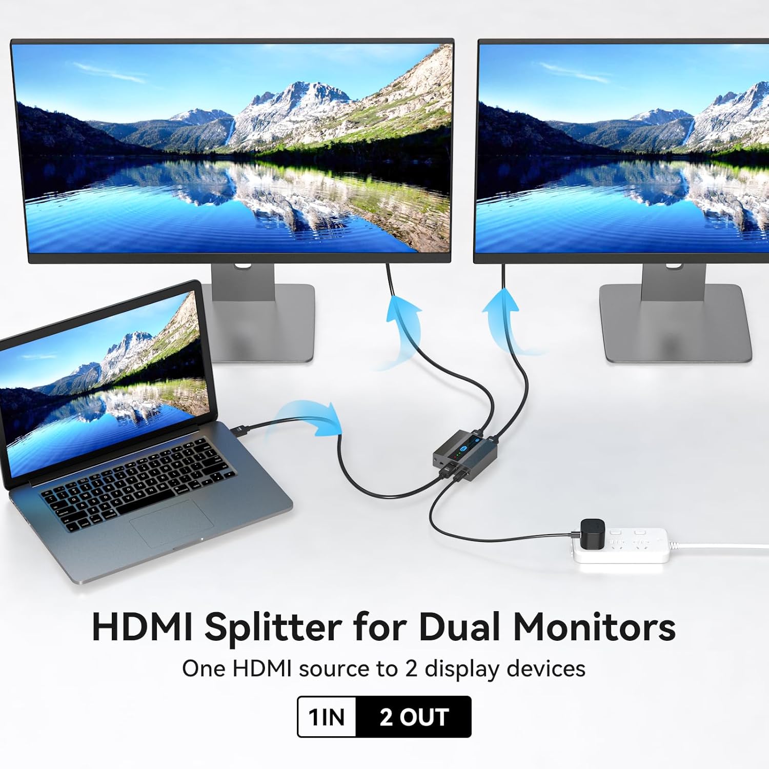 Thumbnail 2 de VEDINDUST HDMI 2.1 Splitter 1 in 2 out (8K 60Hz, HDCP 2.3, EDID) for dual monitors