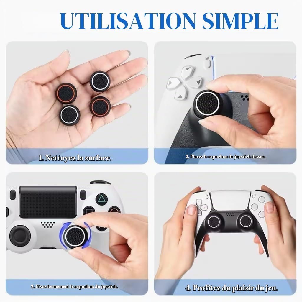 Detalle de AYESY joystickdoppen voor PS5, PS4 en Xbox, 20 donkere siliconen doppen