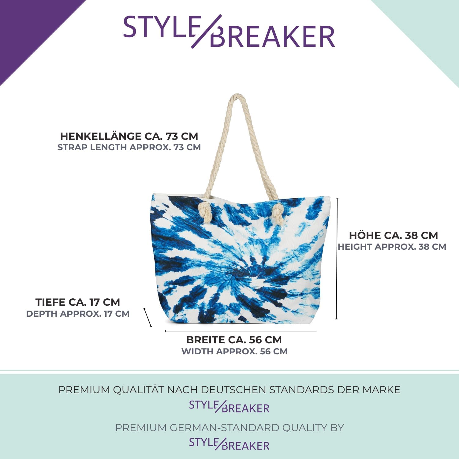 Thumbnail 5 de styleBREAKER Ladies XXL Borsa da spiaggia Batik: shopper girevole con cerniera