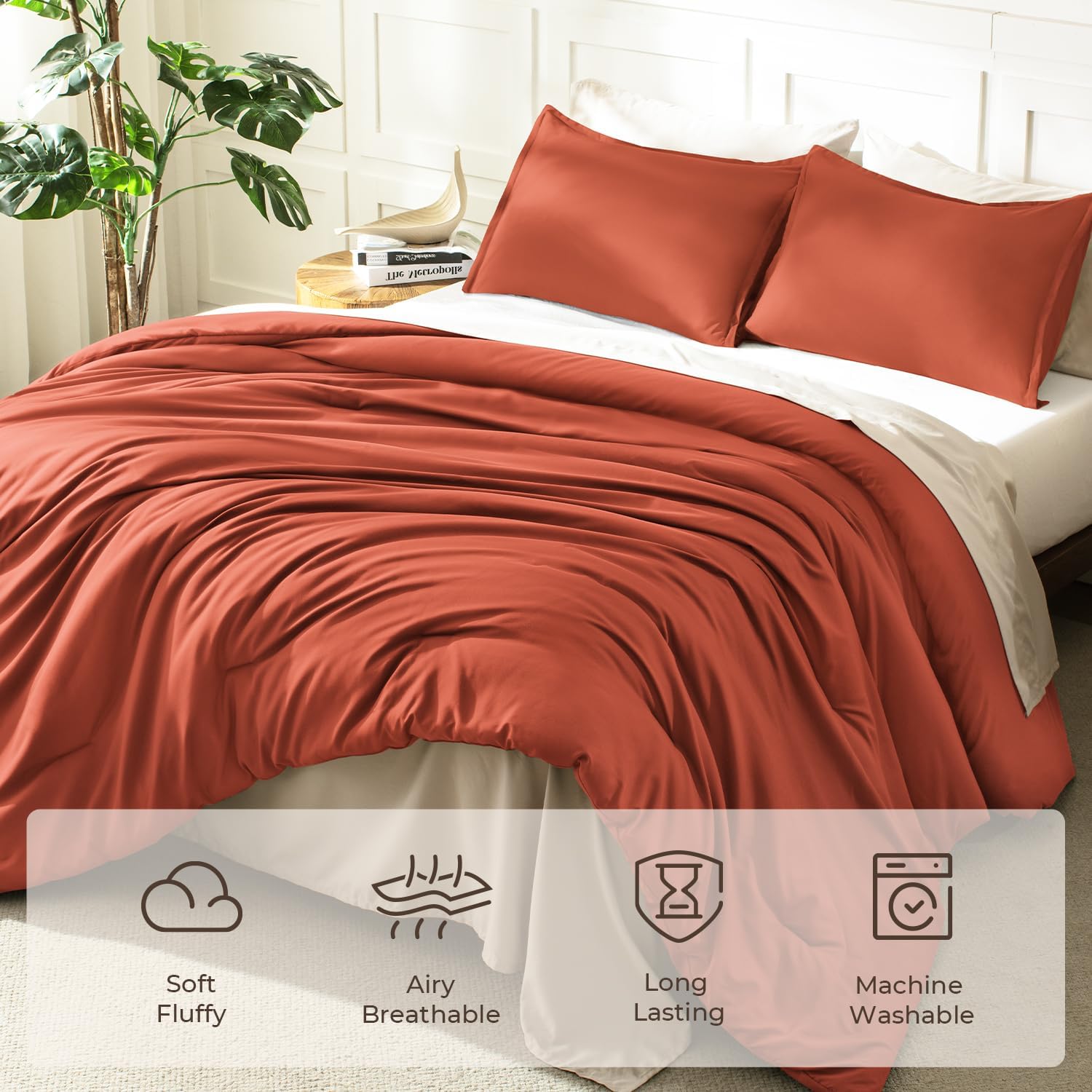 Thumbnail 2 de Litanika Comforter King Size Bed Set Burnt Orange – 3 Pieces