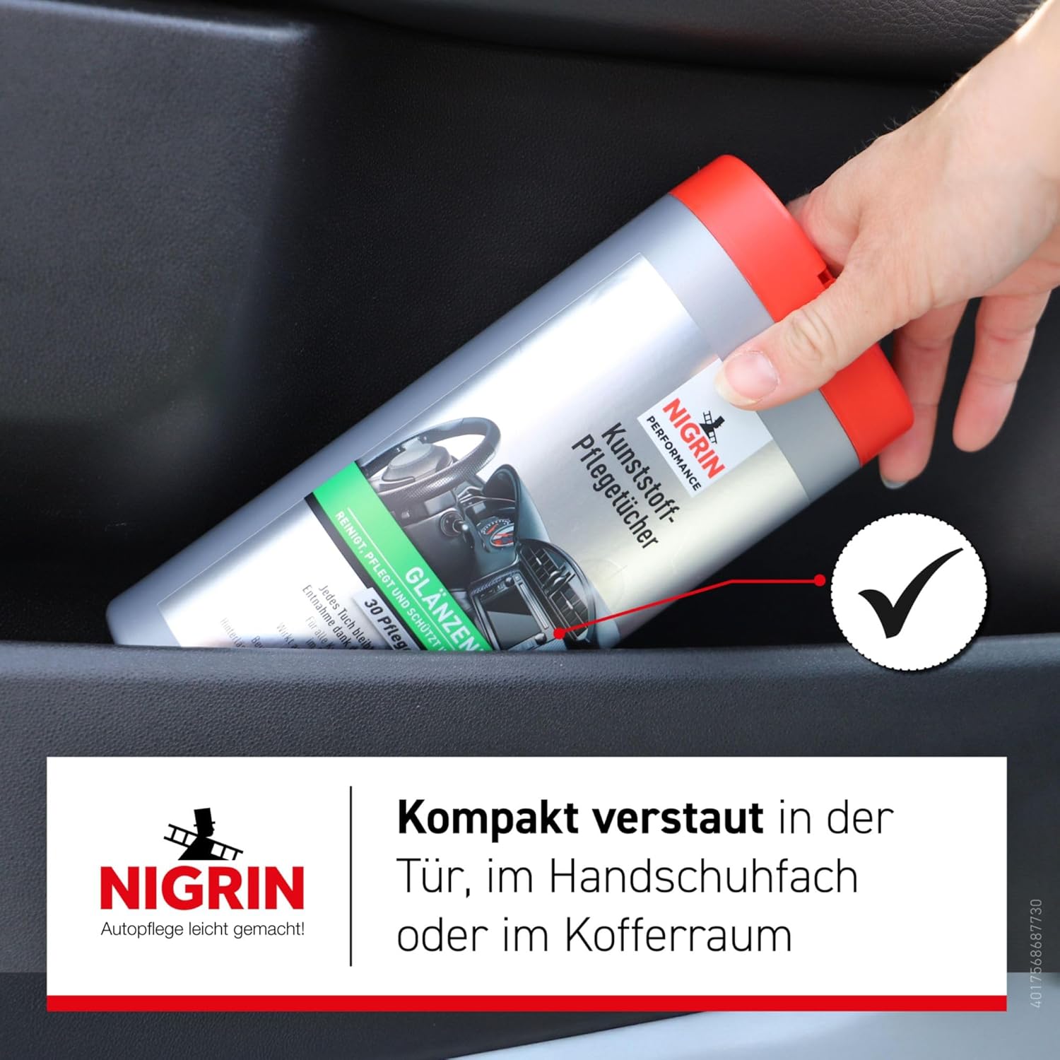 Thumbnail 2 de NIGRIN Kunststoffpflege-Tücher glänzend – Pflege, Reinigung und Schutz für Innenraumkunststoffe (30× Tücher)