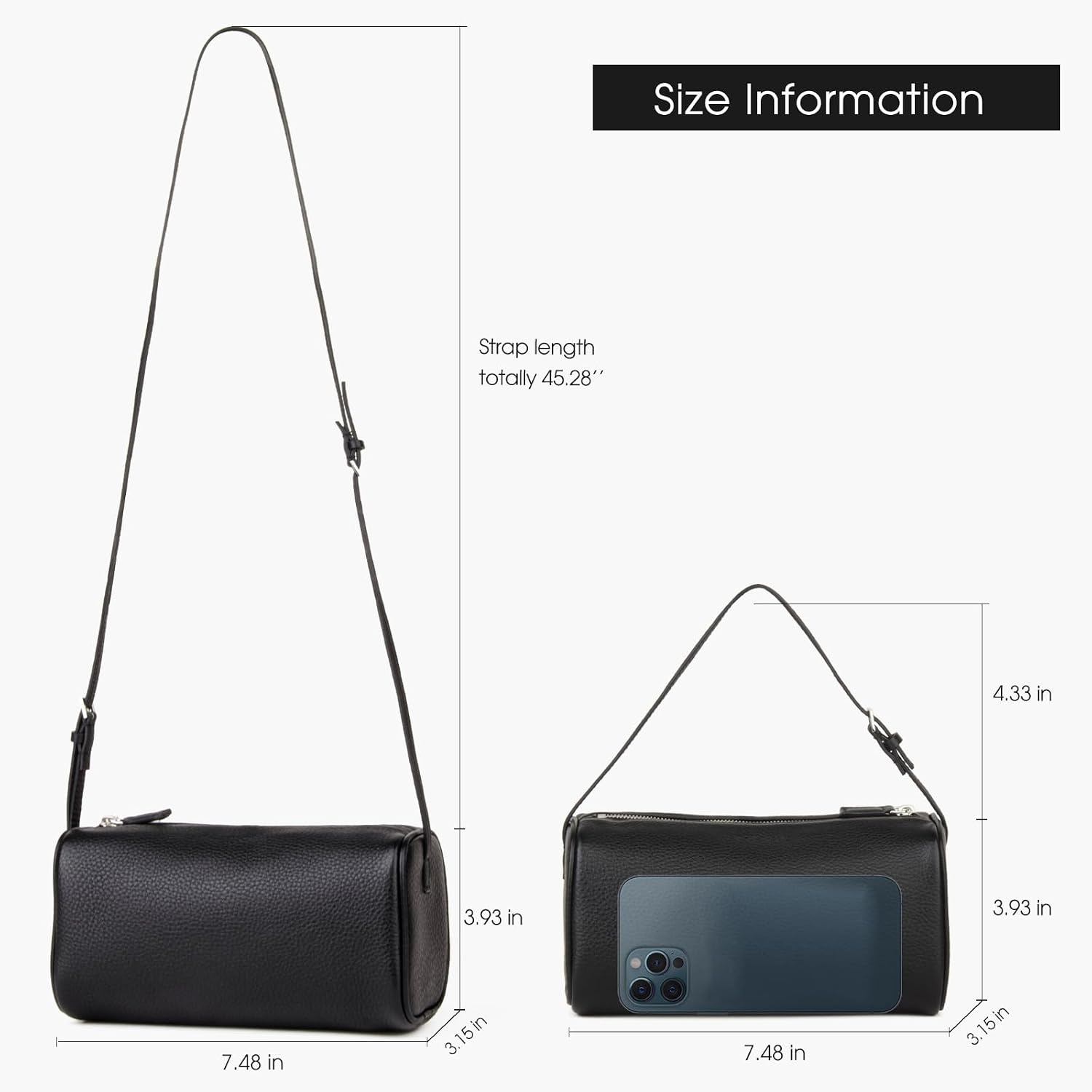 Detalle 2 de DONNAIN Premium Full-Grained Leather Crossbody 7.48