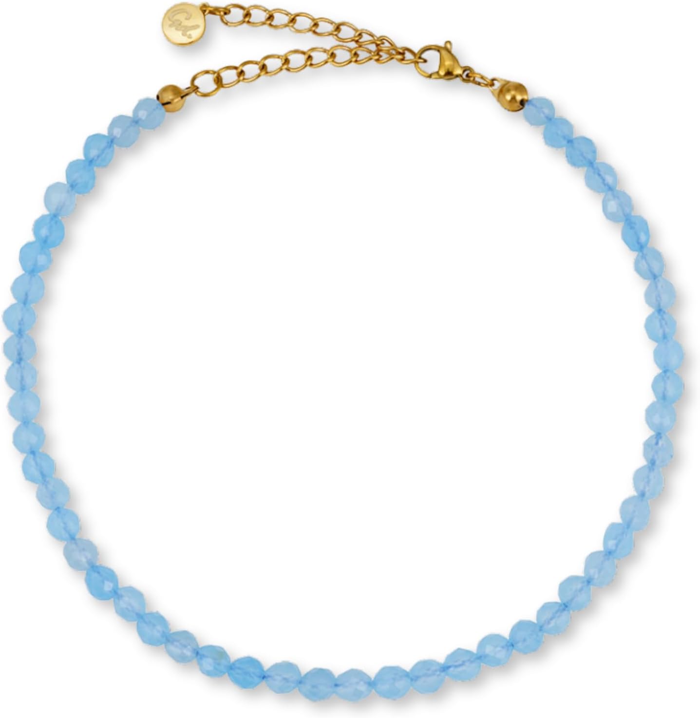 GD GOOD.designs EST. 2015 Cavigliere da donna con perle di giada 4 mm, impermeabile, chiusura in oro 18k
