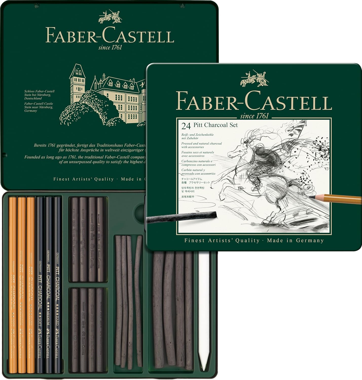 Detalle de Faber-Castell Pitt Charcoal Set x 24: A practical starter kit for expressive charcoal drawing