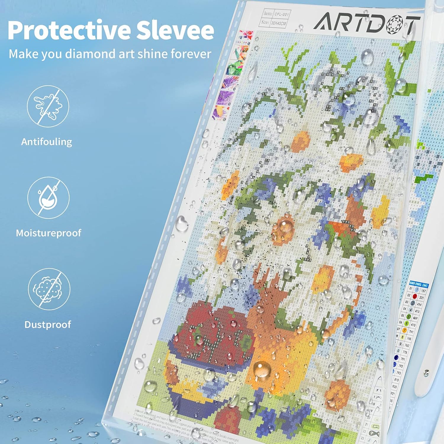Detalle de ARTDOT A3 Storage Book for Diamond Painting Kits: A3 Portfolio with 30 Pocket Sleeves