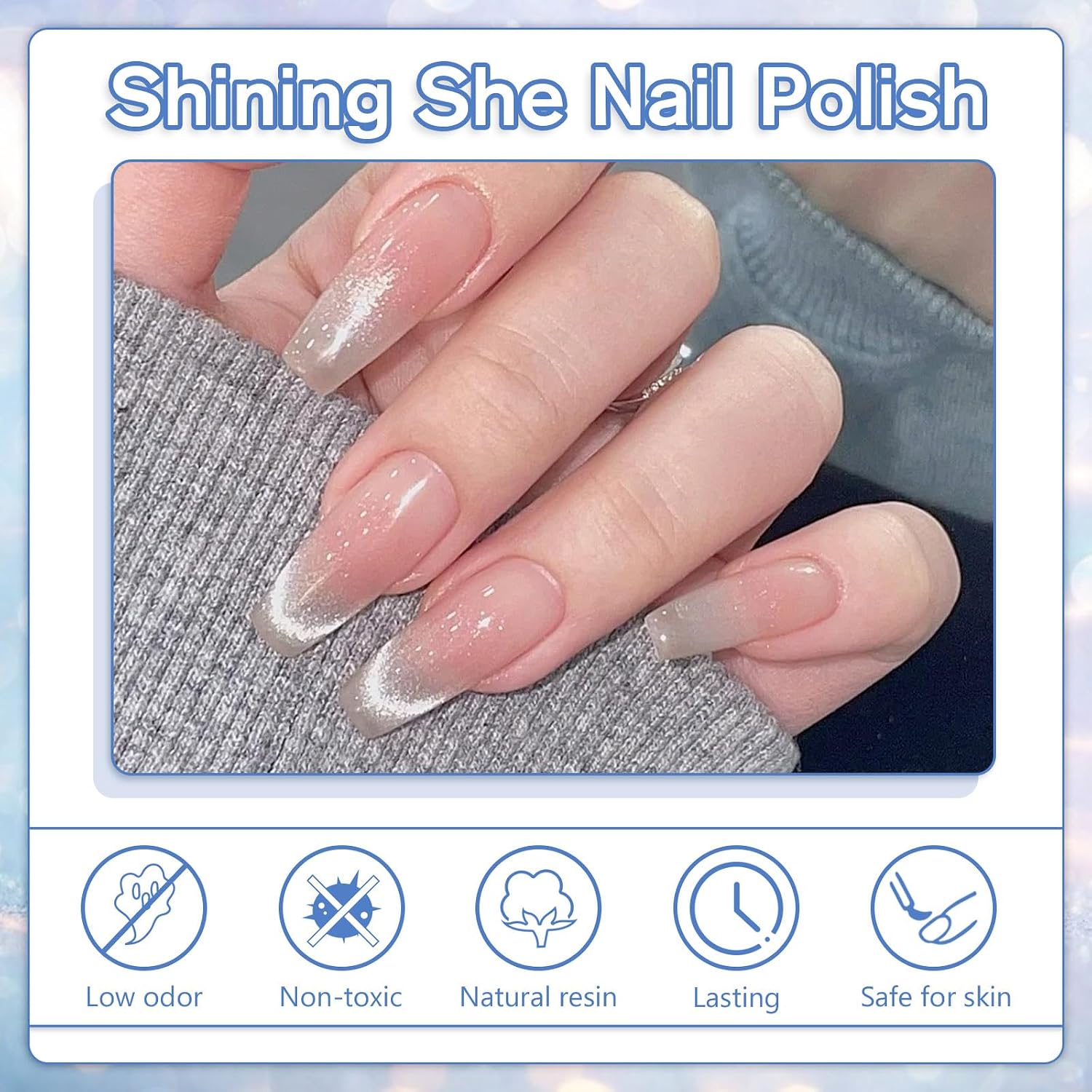 Detalle de Shining She UV Cat-Eye Nagellack Set (4 Farben, 9D Holographic) – Katzenaugen mit Magnet-Effekt, 8 ml