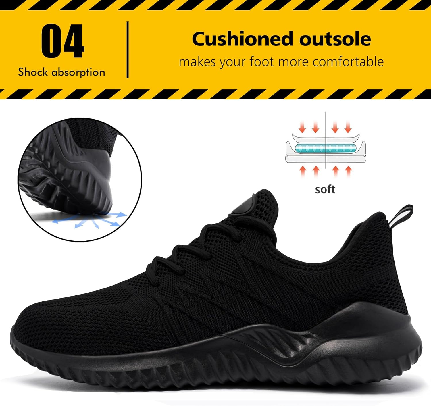 Thumbnail 4 de Tinefiy Women’s Steel Toe Shoes: Lightweight, Comfortable, and Slip-Resistant Work Sneakers