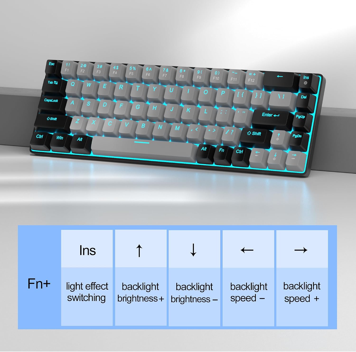 Detalle de MageGee MK-Box 60% Mechanical Keyboard, 68 Keys, Blue Switches and LED Backlighting