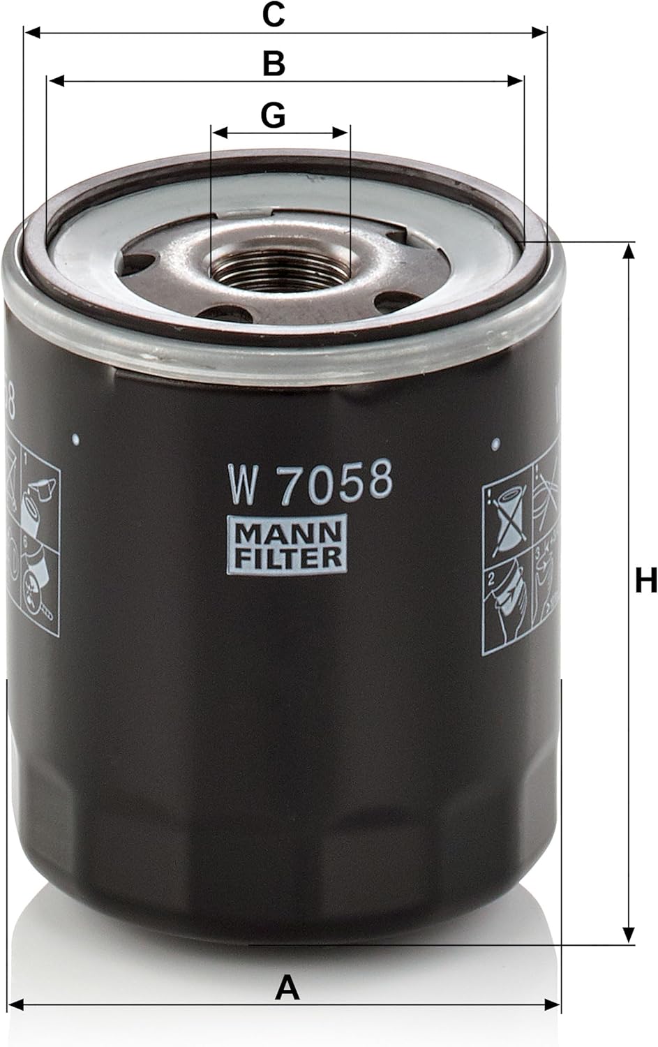 Detalle de MANN-FILTER W 7058 filtro olio 76 mm