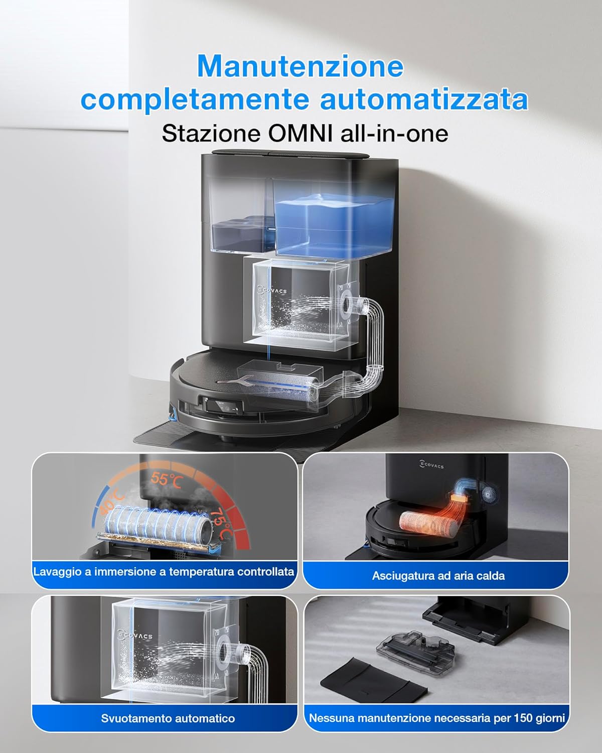 Thumbnail 3 de ECOVACS DEEBOT T80S OMNI: robot aspirapolvere lavapavimenti con carica Ultra e tecnologia ZeroTangle