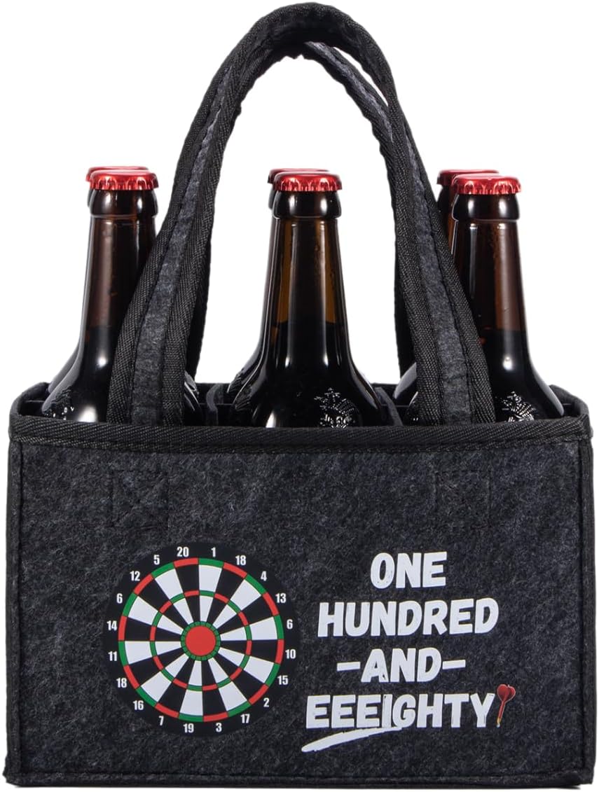 Detalle de UV STYLISH “WOO 180!” Reusable Felt Beer Carrier Bag for Darts Fans (holds 6 bottles)