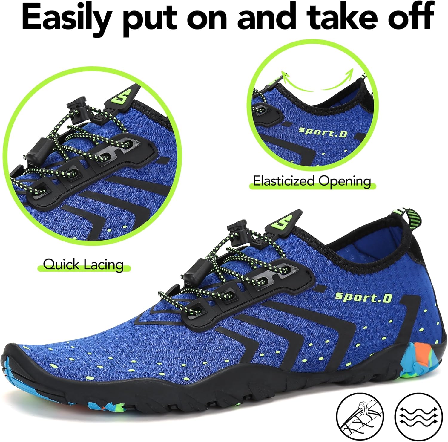 Detalle de SAGUARO Badeschuhe Strandschuhe Aquaschuhe – Wasserschuhe für Damen, Herren und Kinder (Gr. 35–48)