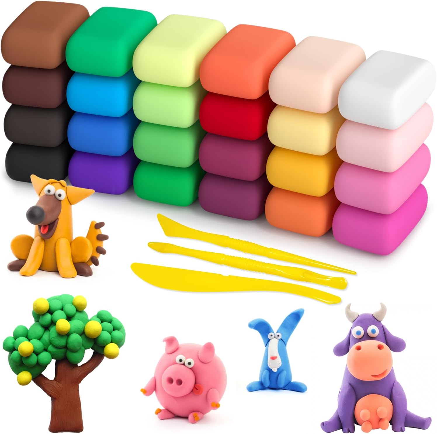 Ecurfu Air Dry Clay 24 Colors – Creative DIY Modeling Kit for Kids and Adults