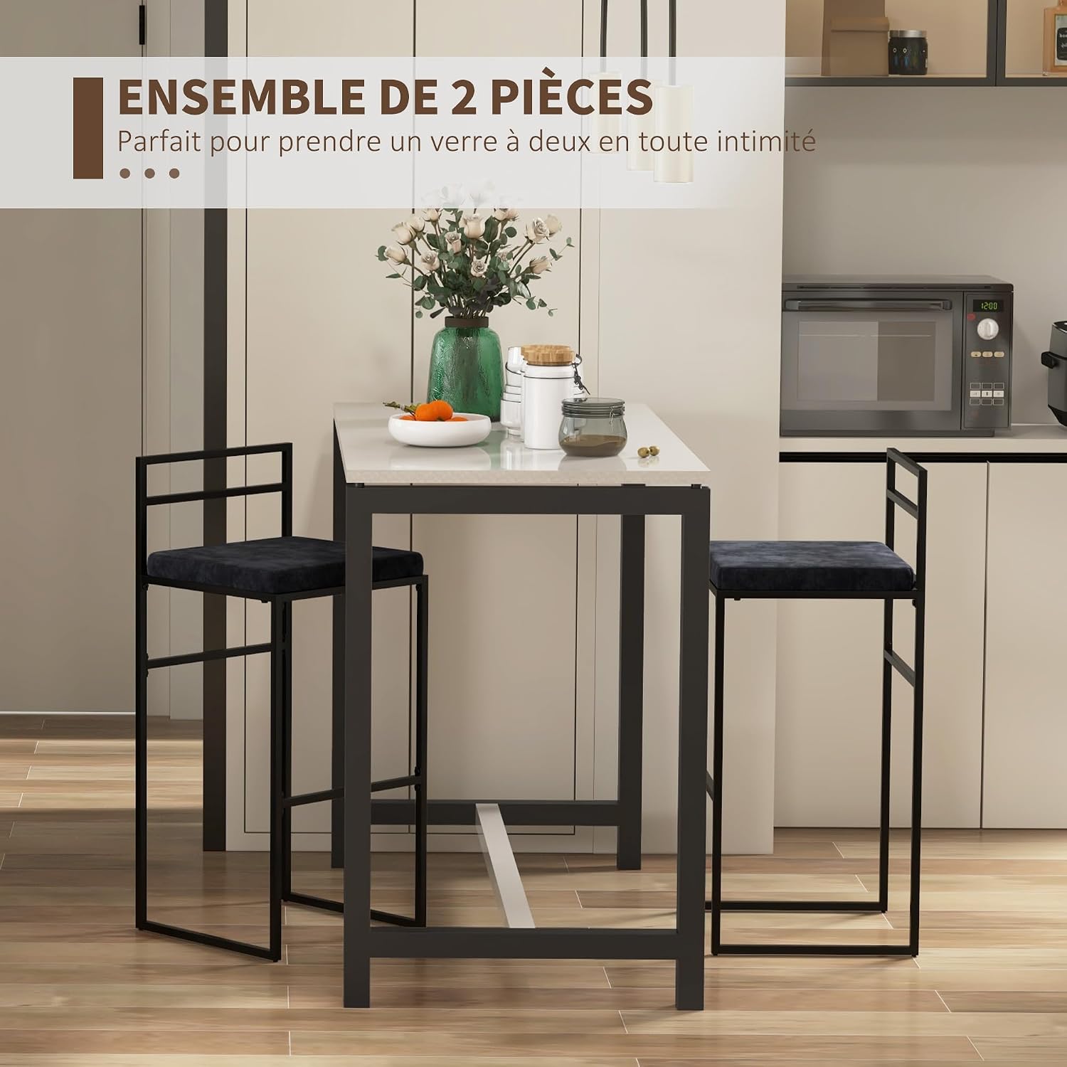 Detalle 2 de HOMCOM chaises de bar 74 cm, lot de 2