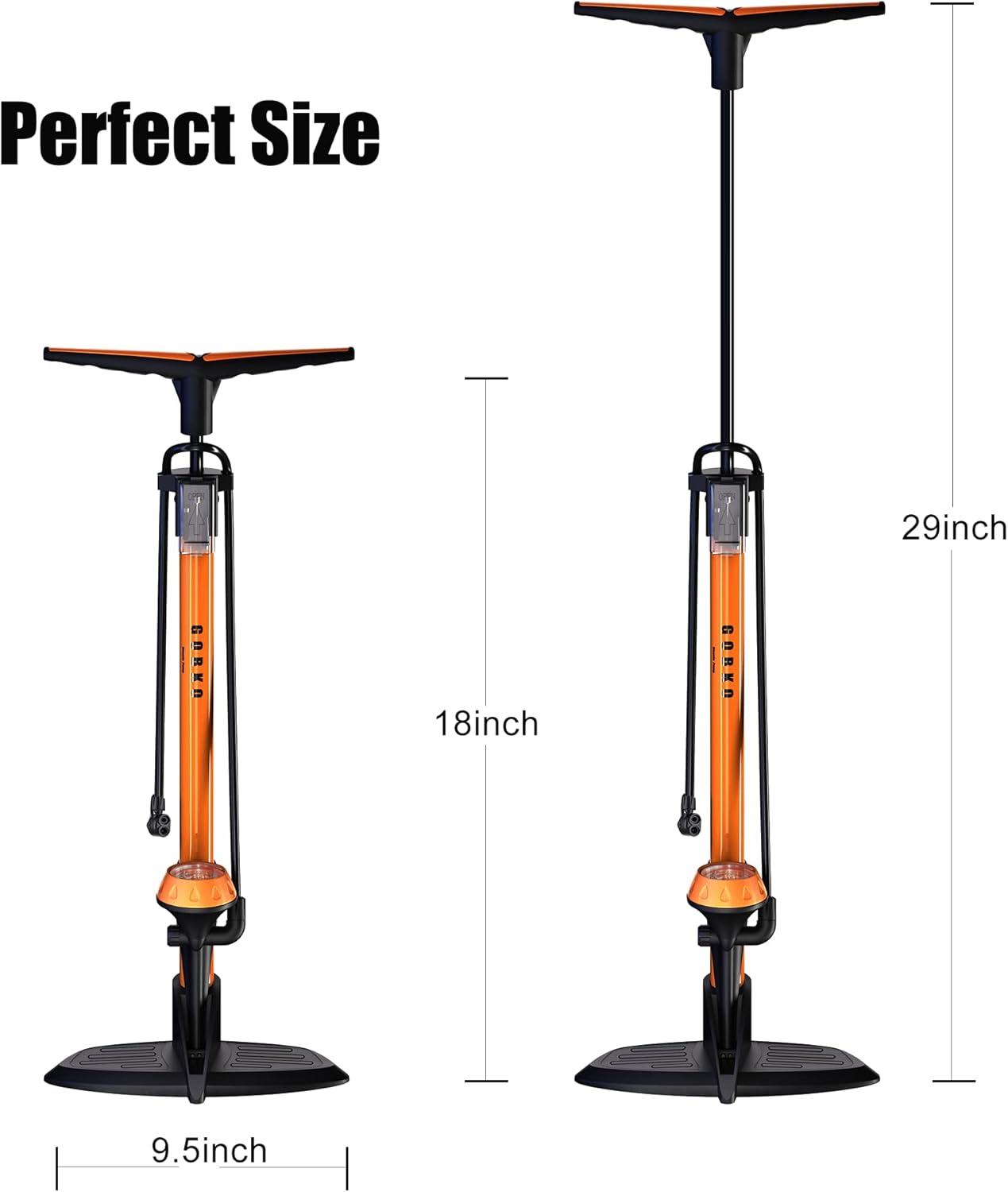 Detalle de GOBKO Fahrradpumpe Luftpumpe mit Manometer – Presta/Schrader bis 160 PSI (11 Bar)