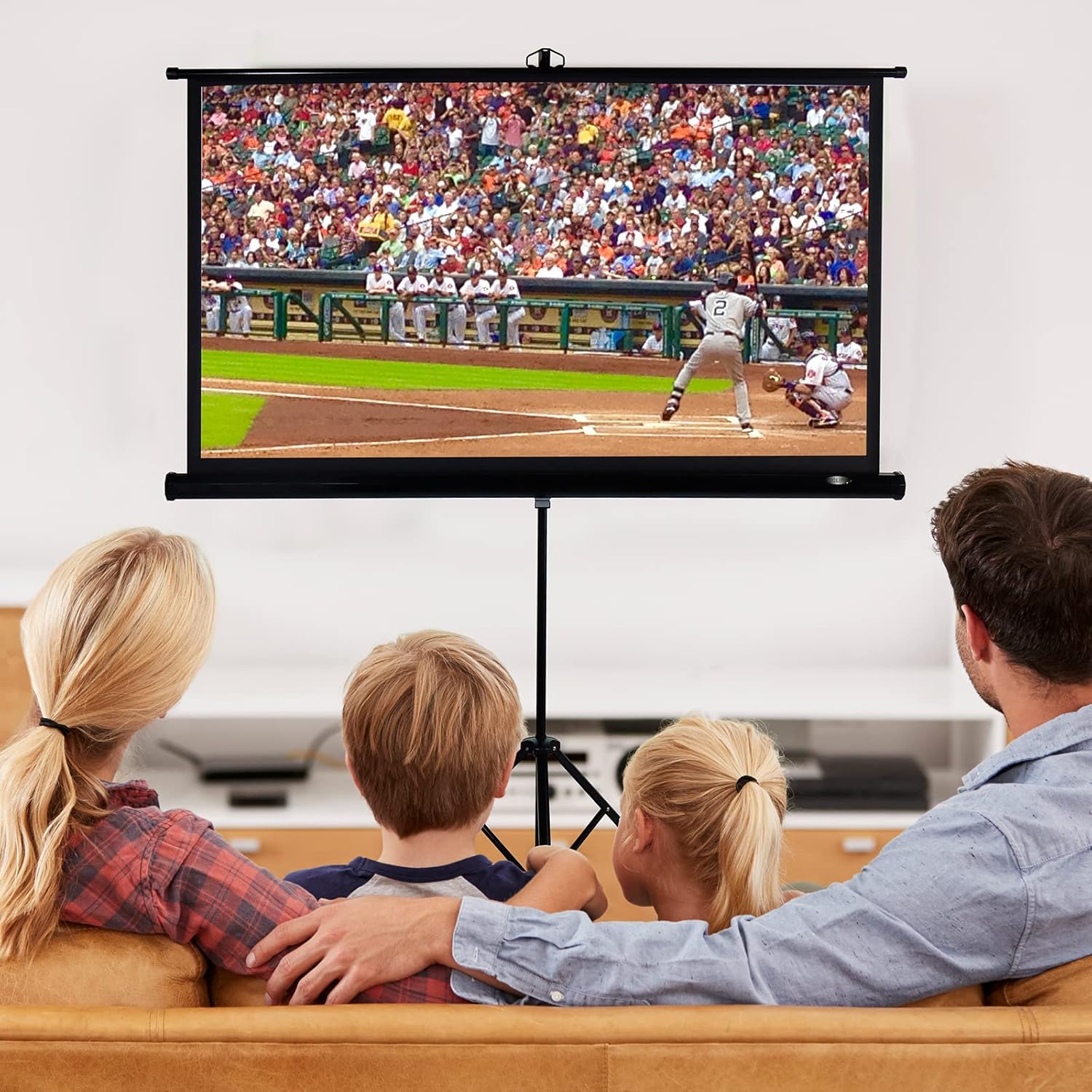 Thumbnail 4 de CCLIFE Beamer-Leinwand mit Stativ (85/99/114 Zoll) – mobile Rolloleinwand fürs Heimkino