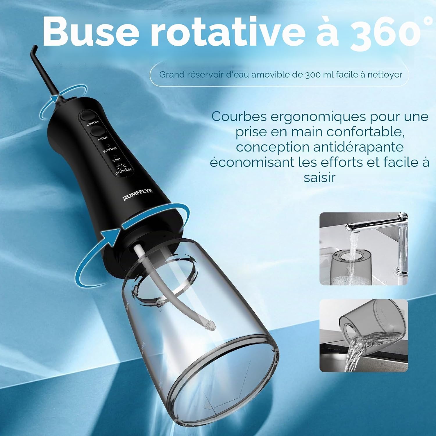 Thumbnail 5 de RUMFFLYE Jet Dentaire Hydropulseur et Irrigateurs Water Flosser 12 Modes