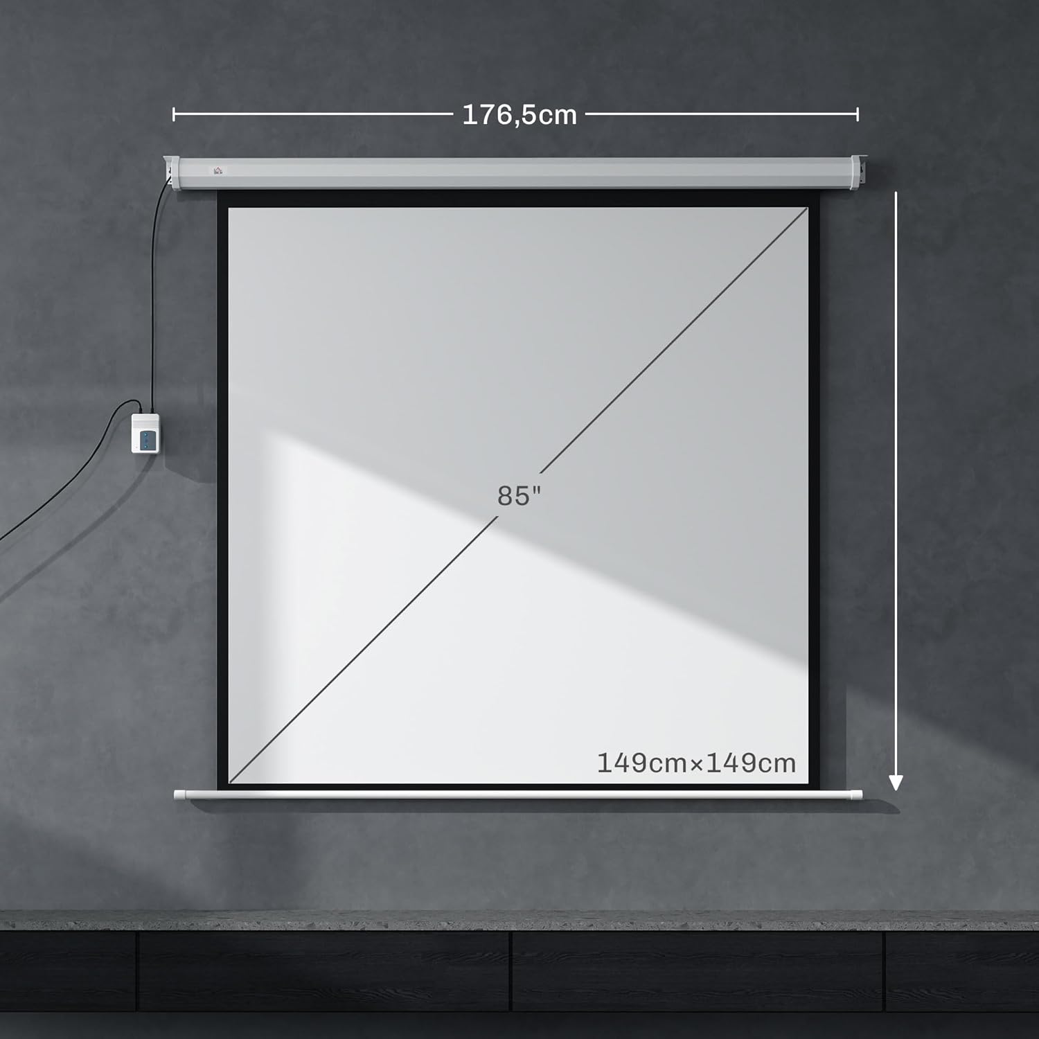 Thumbnail 6 de Écran vidéoprojecteur HOMCOM 85 pouces 1:1 4K motorisé—Montage mural ou au plafond