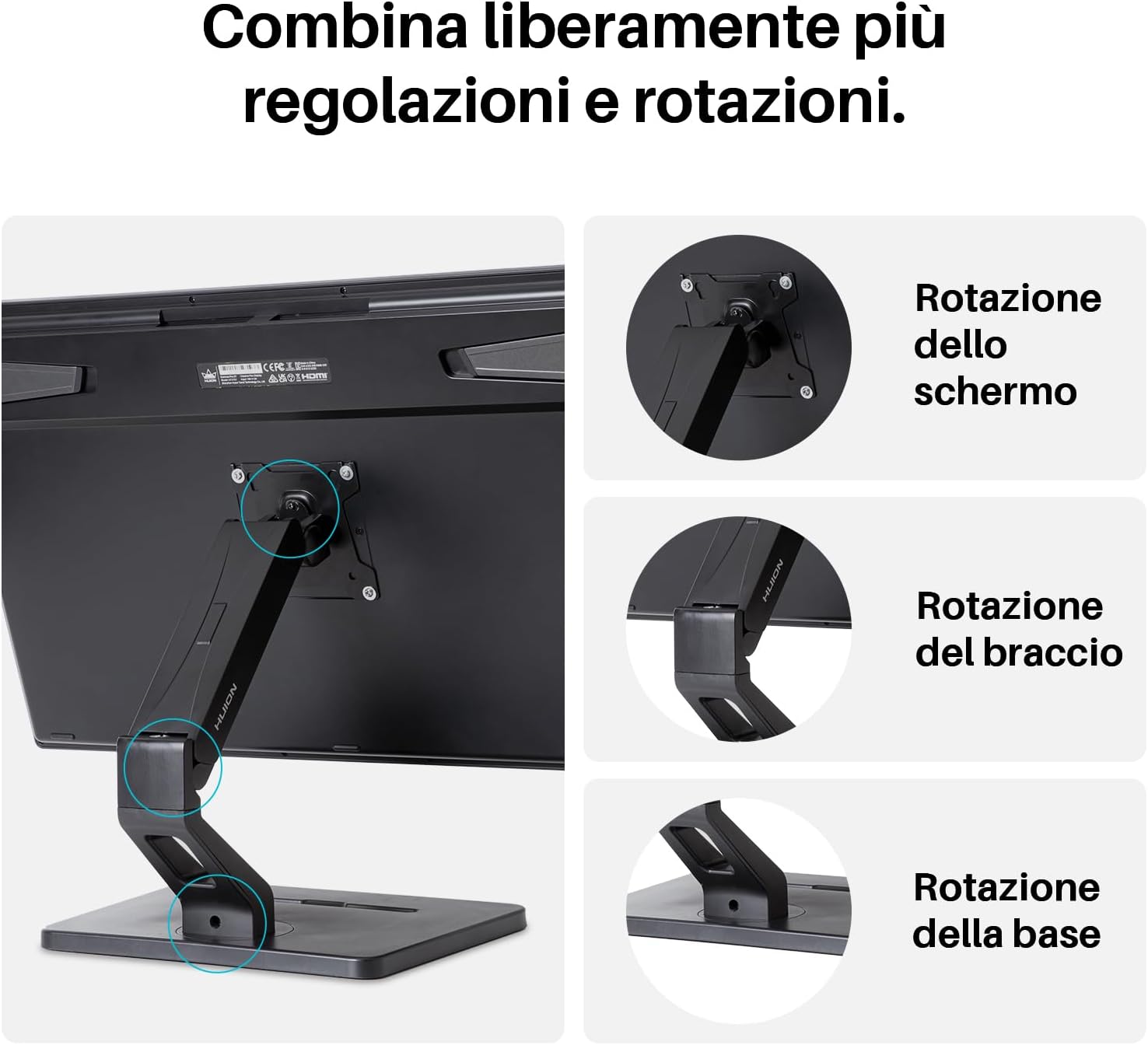 Detalle 2 de HUION ST500 Supporto regolabile per schermi 17-32