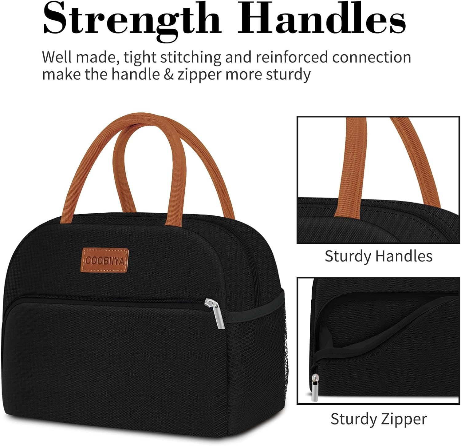 Thumbnail 6 de Coobiiya 10L Insulated Lunch Bag Tote with Leakproof Lining, Reusable Oxford Lunch Box (Black)