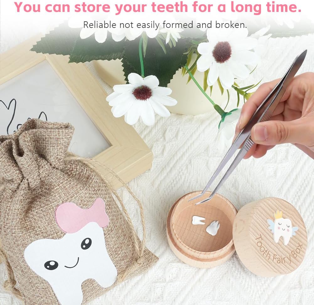 Thumbnail 3 de HOTUT Wooden Milk Tooth Box with 3D Carved Tooth Lid
