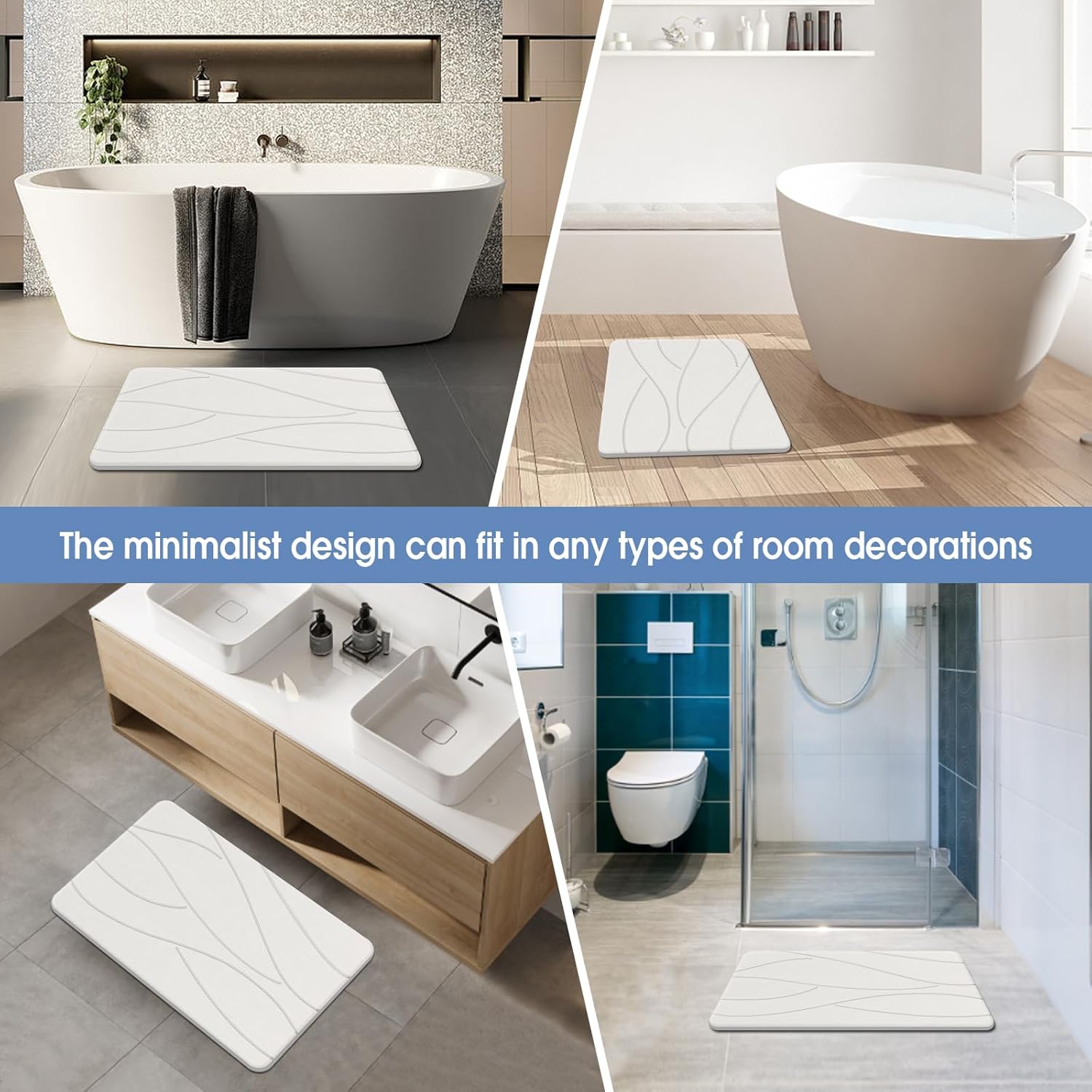Thumbnail 4 de Veeloim Stone Bath Mat 23.6" Diatomaceous Earth