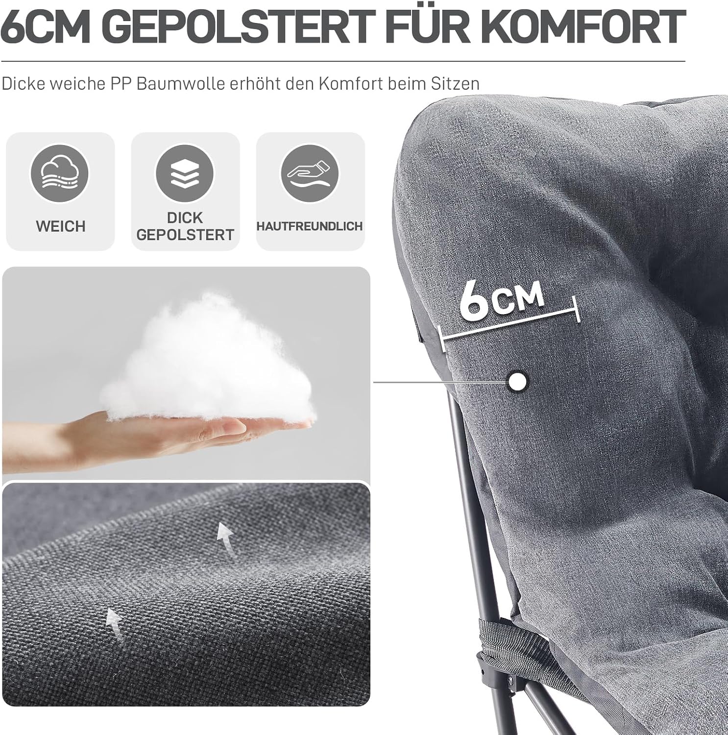 Thumbnail 6 de EVER ADVANCED Luxus Campingstuhl XXL – Faltbar, 180 kg Tragkraft, Hochlehne, gepolstert