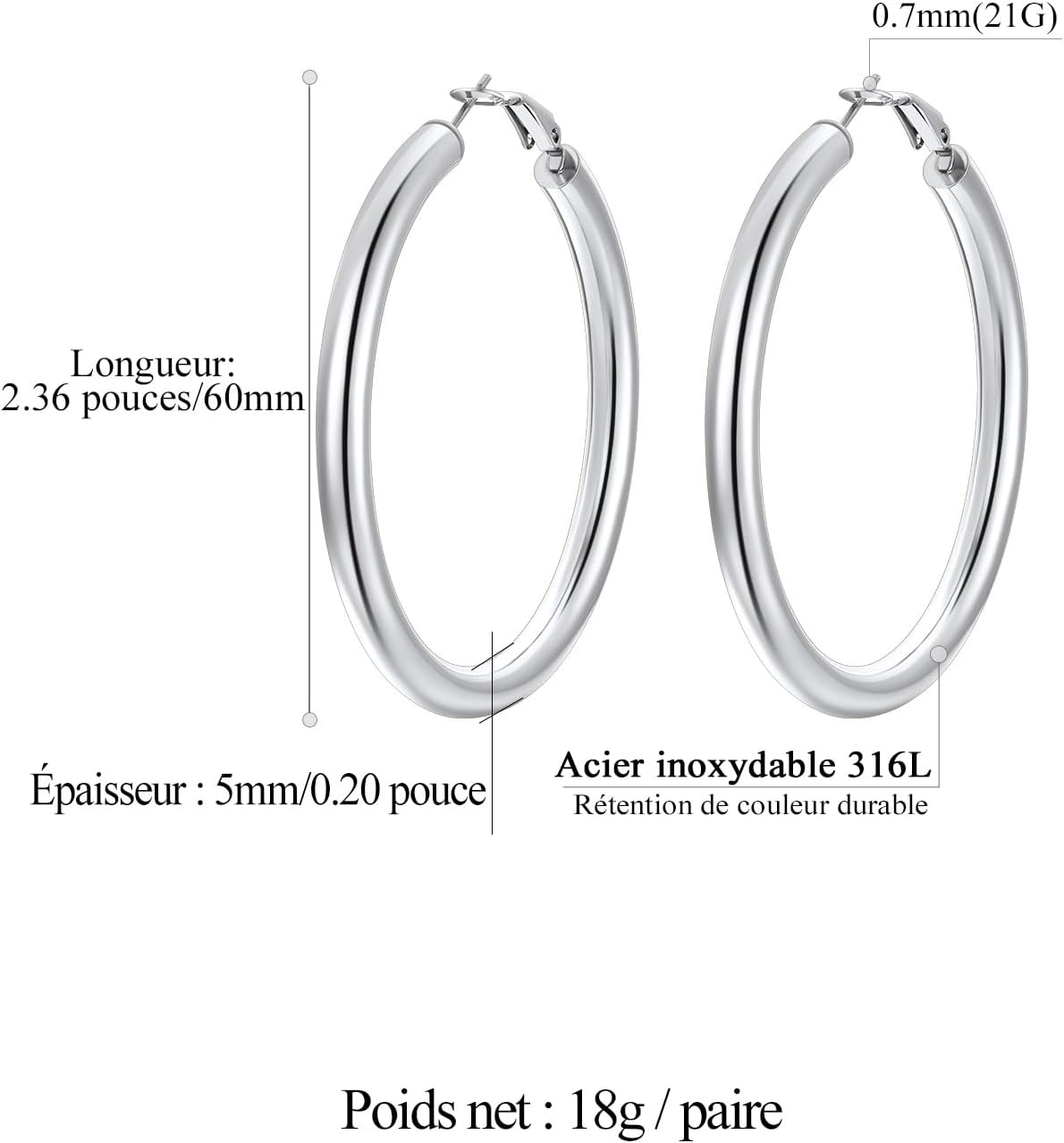 Thumbnail 3 de FindChic Créoles en acier inoxydable pour femme – boucles huggie argenté/doré/noir (20/30/40/60/80 mm)