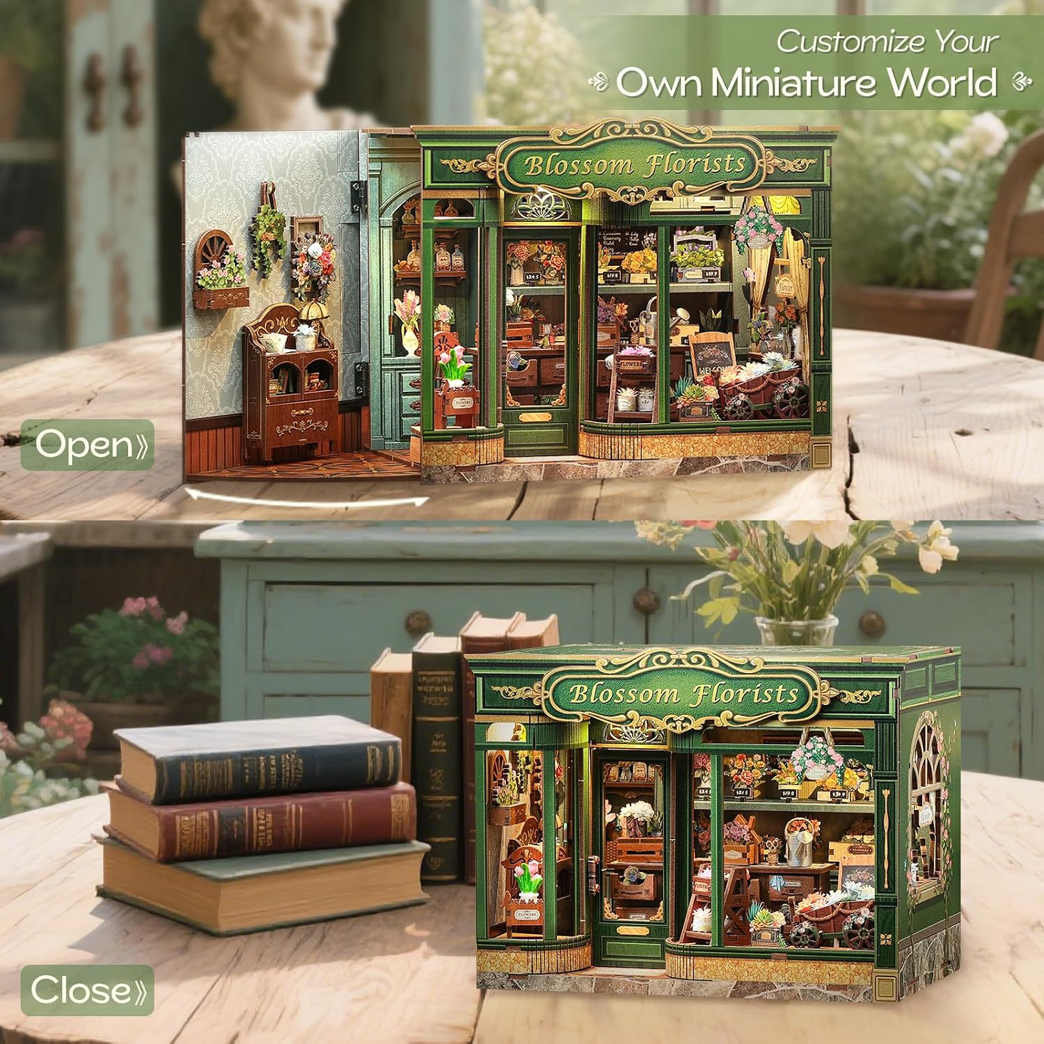 Detalle 2 de Fsolis Miniature Book Nook Kit Blossom Florists