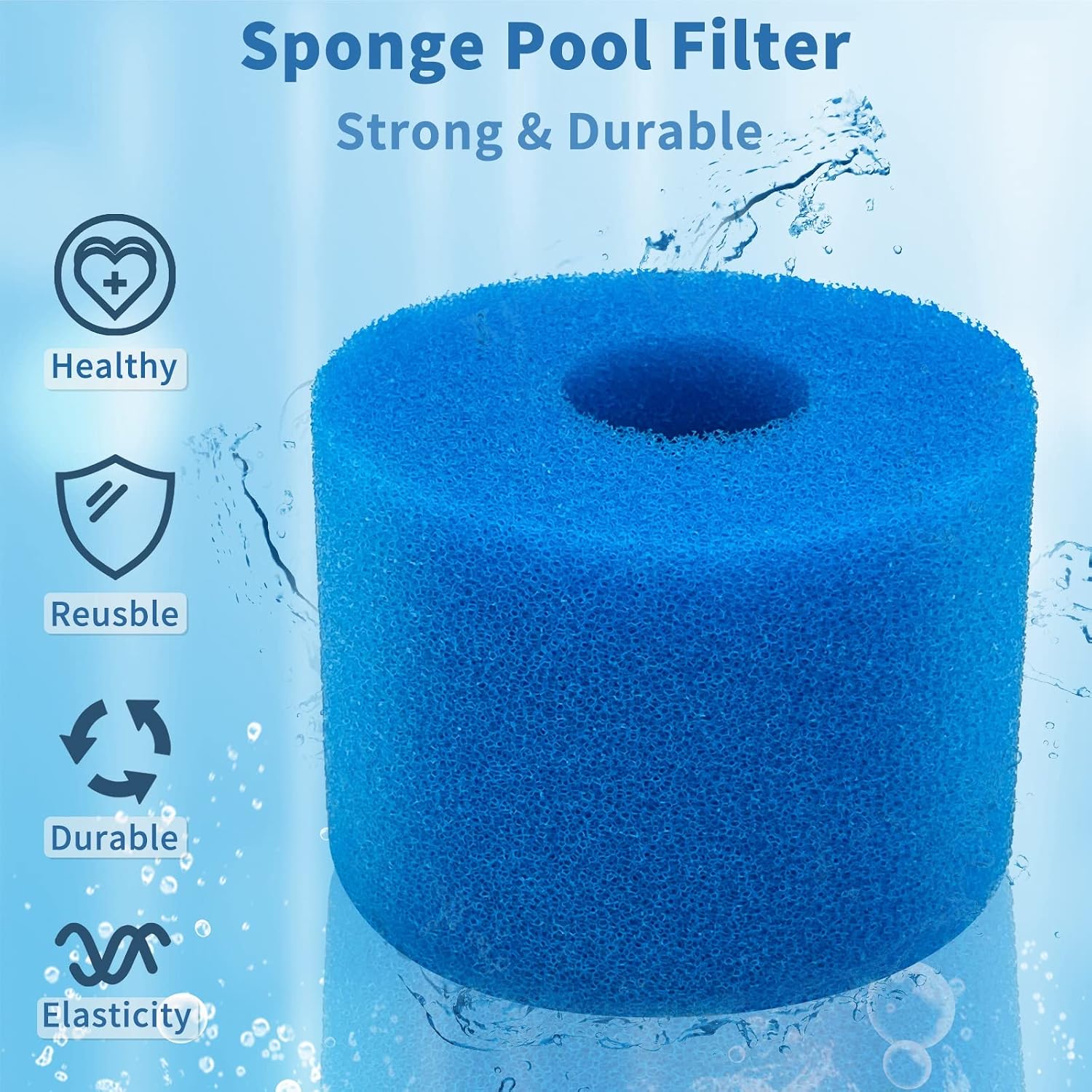 Detalle 2 de JEFFEL Filtro Spugna Tipo S1: Filtri Riutilizzabili in Schiuma per Piscina, Spa, Acquario (6 Pezzi)
