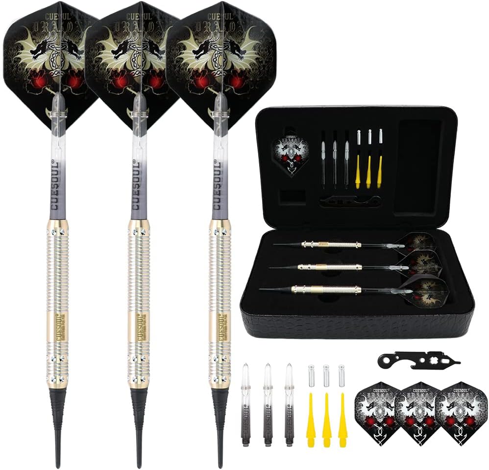 CUESOUL Dragon Series : ensemble de fléchettes à pointe souple 16 g avec étui Luxe