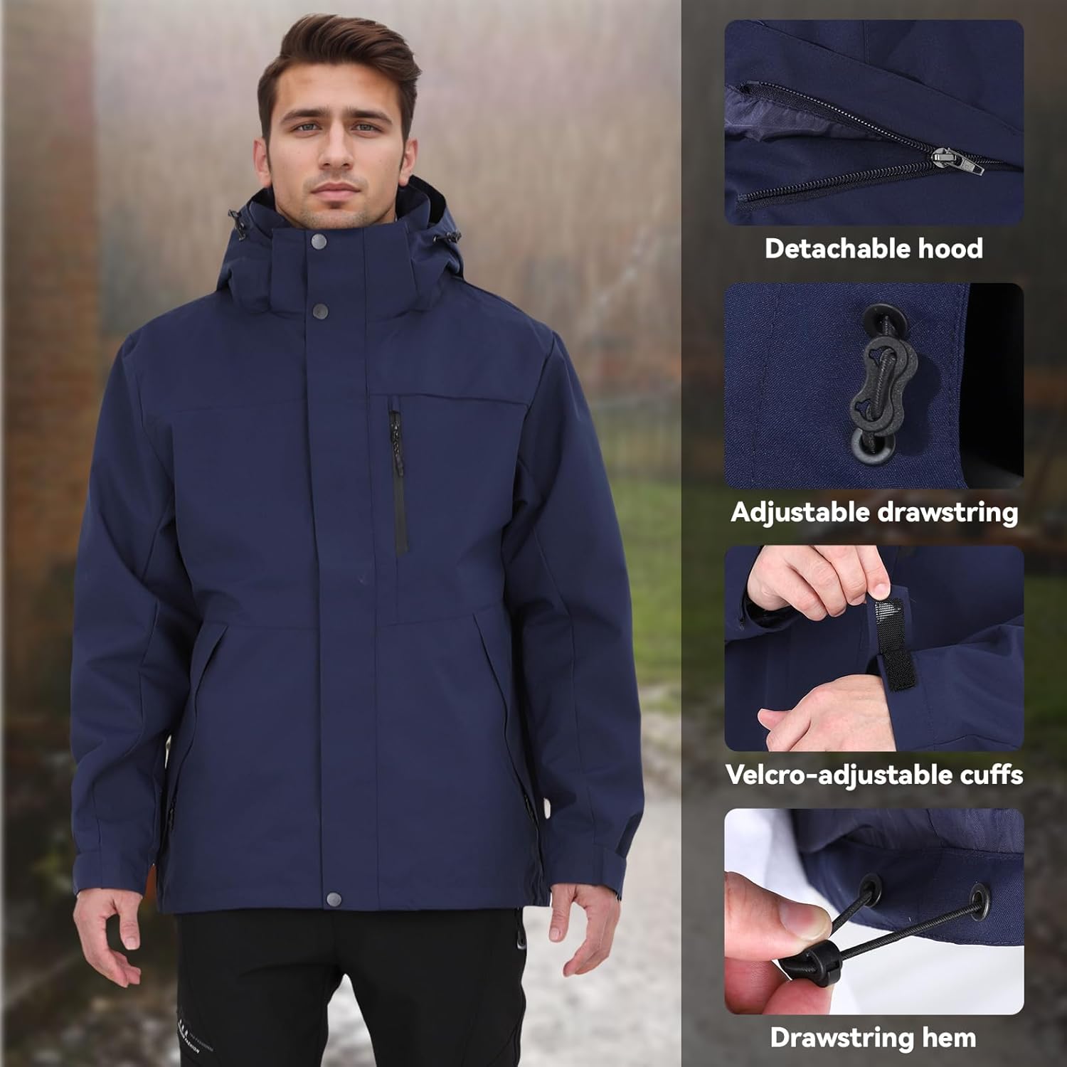 Detalle de Ynport Crefreak Vestes Imperméable Légère pour Homme – Manteau de pluie outdoor, coupe-vent pour randonnée et trekking