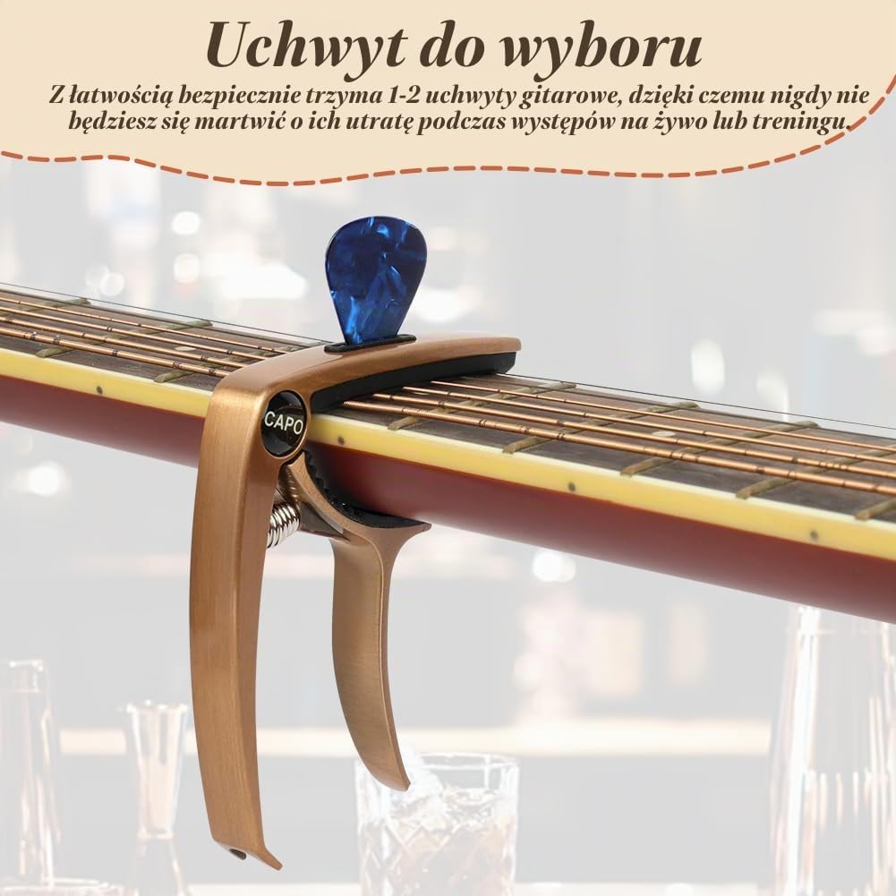 Thumbnail 4 de Aomig 4315808 kapodaster gitarowy ze stopu cynku, sprężynowy, z 6 kostkami