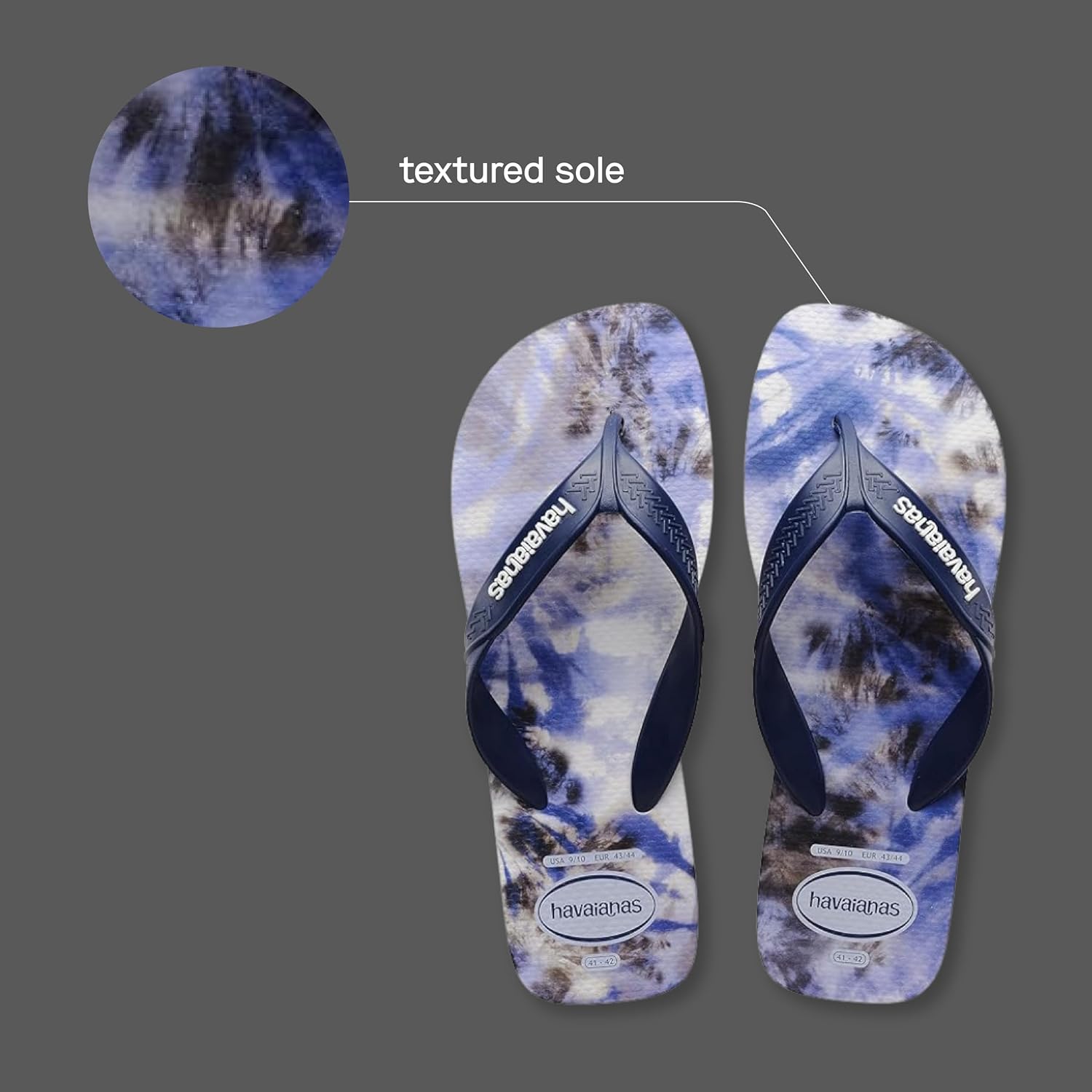 Detalle de Havaianas Men’s Aloha Sandal – slim flip-flops with textured grip sole