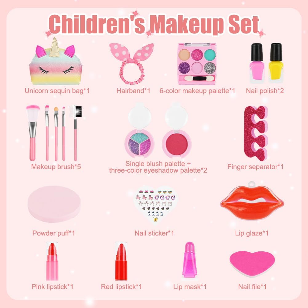 Detalle 2 de Aomig Kids Make-up Set 4676290, 20-delig met eenhoorntas