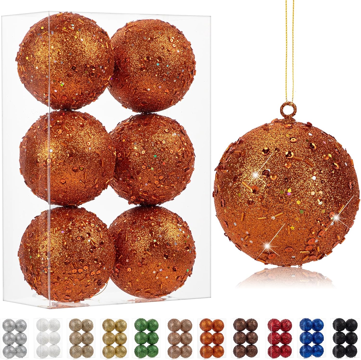 Thumbnail 6 de Oairse 10cm Large Christmas Bauble Ornaments – 6 Pack