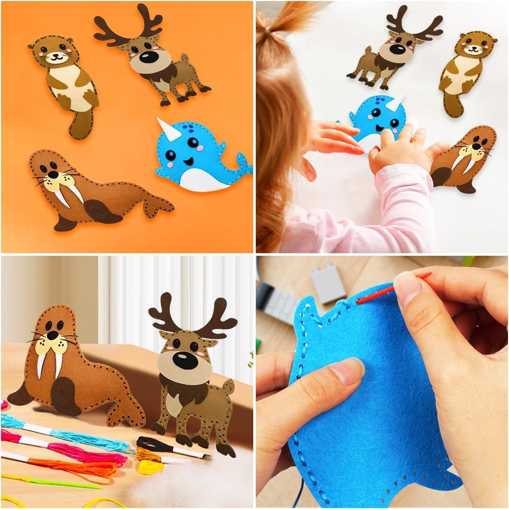 Detalle 2 de Vicloon Kit da Cucito in Feltro 12 Pcs per Bambini – Set Creativo per Principianti (Polari)