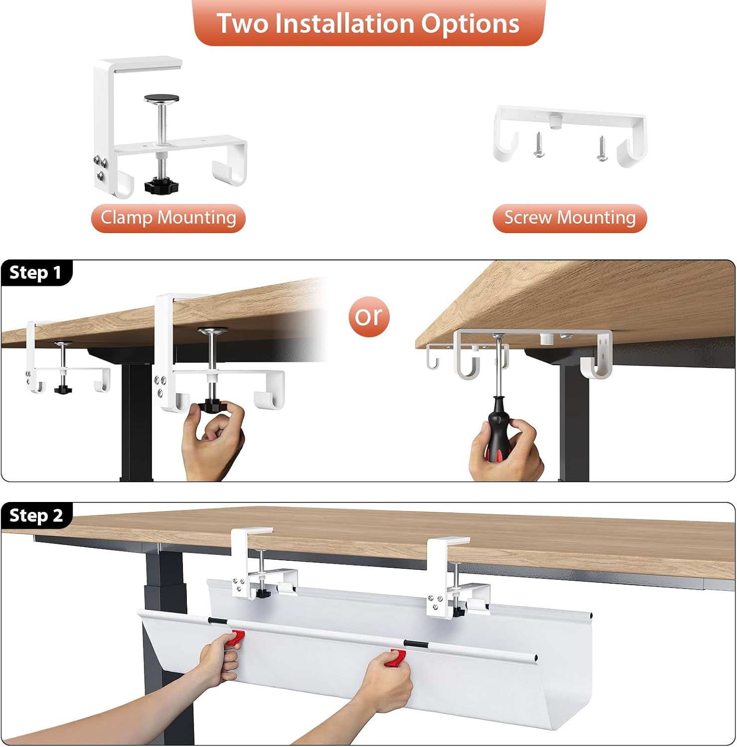 Thumbnail 1 de Univivi Kabelkanal für Schreibtisch-Unterseite (70 cm) ohne Bohren – Kabelmanagement für Büro und Zuhause
