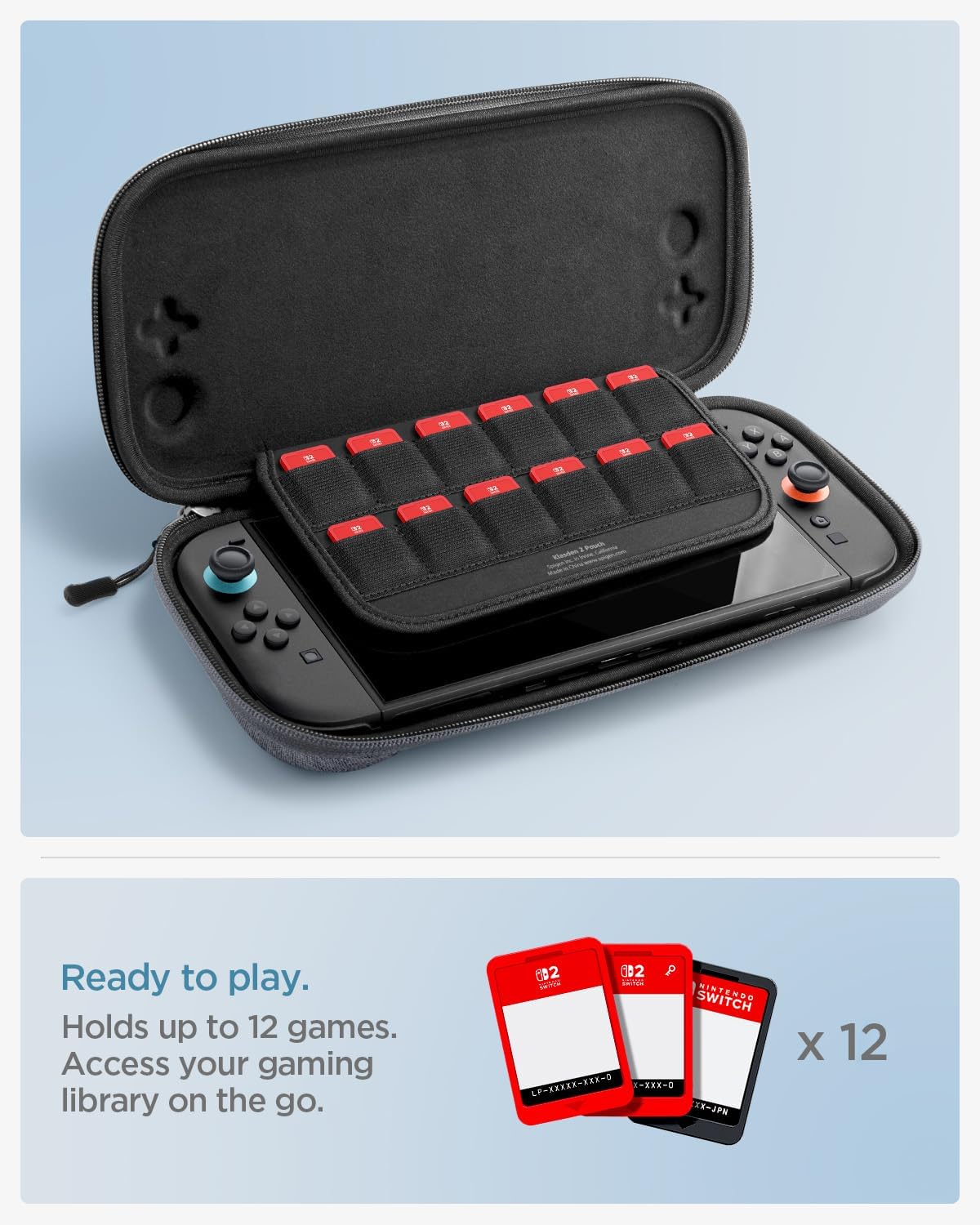 Thumbnail 3 de Spigen Klasden 2 : pochette de rangement pour Nintendo Switch 2 (2025) – gris charbon