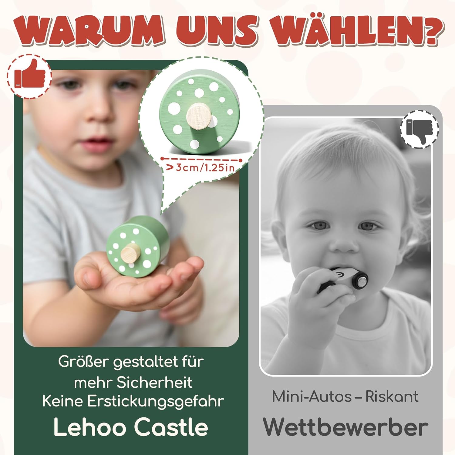 Detalle 2 de Lehoo Castle Montessori Kugelbahn aus Holz mit Dinosaurier-Motiv für Kleinkinder ab 1 Jahr