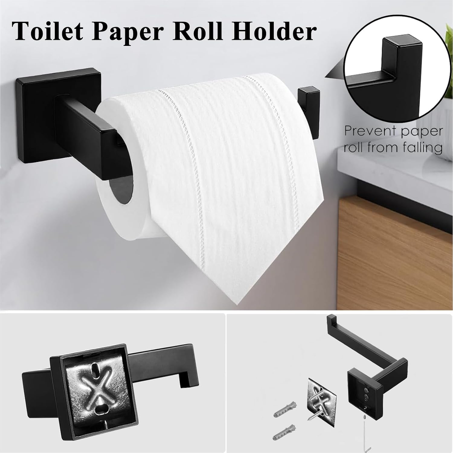 Thumbnail 5 de HBVUQ YS-5PCS Matte Black Stainless Steel Bathroom Hardware Set